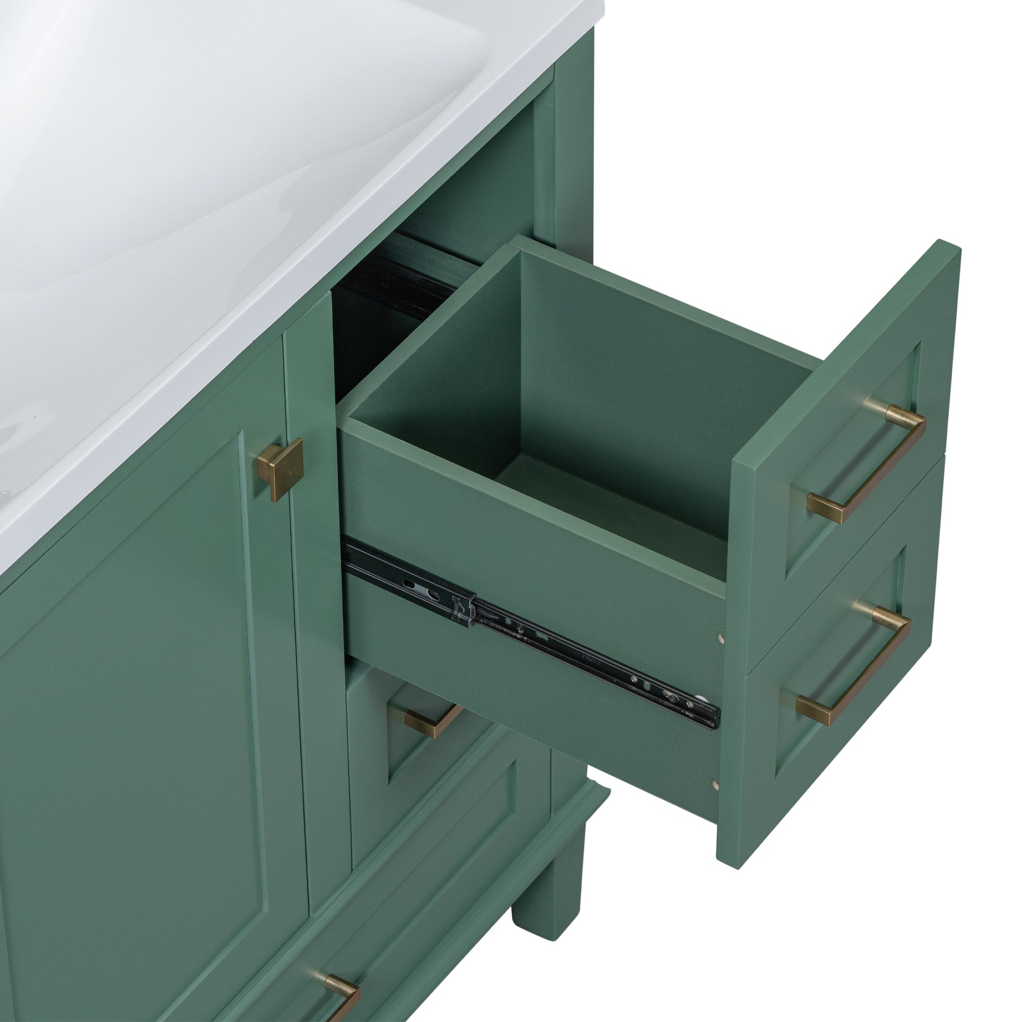 30" Bathroom Vanity in Green, Modern Bathroom Cabinet with Sink Combo Set, Bathroom Storage Cabinet with a Soft Closing Door and 3 Drawers, Solid Wood Frame