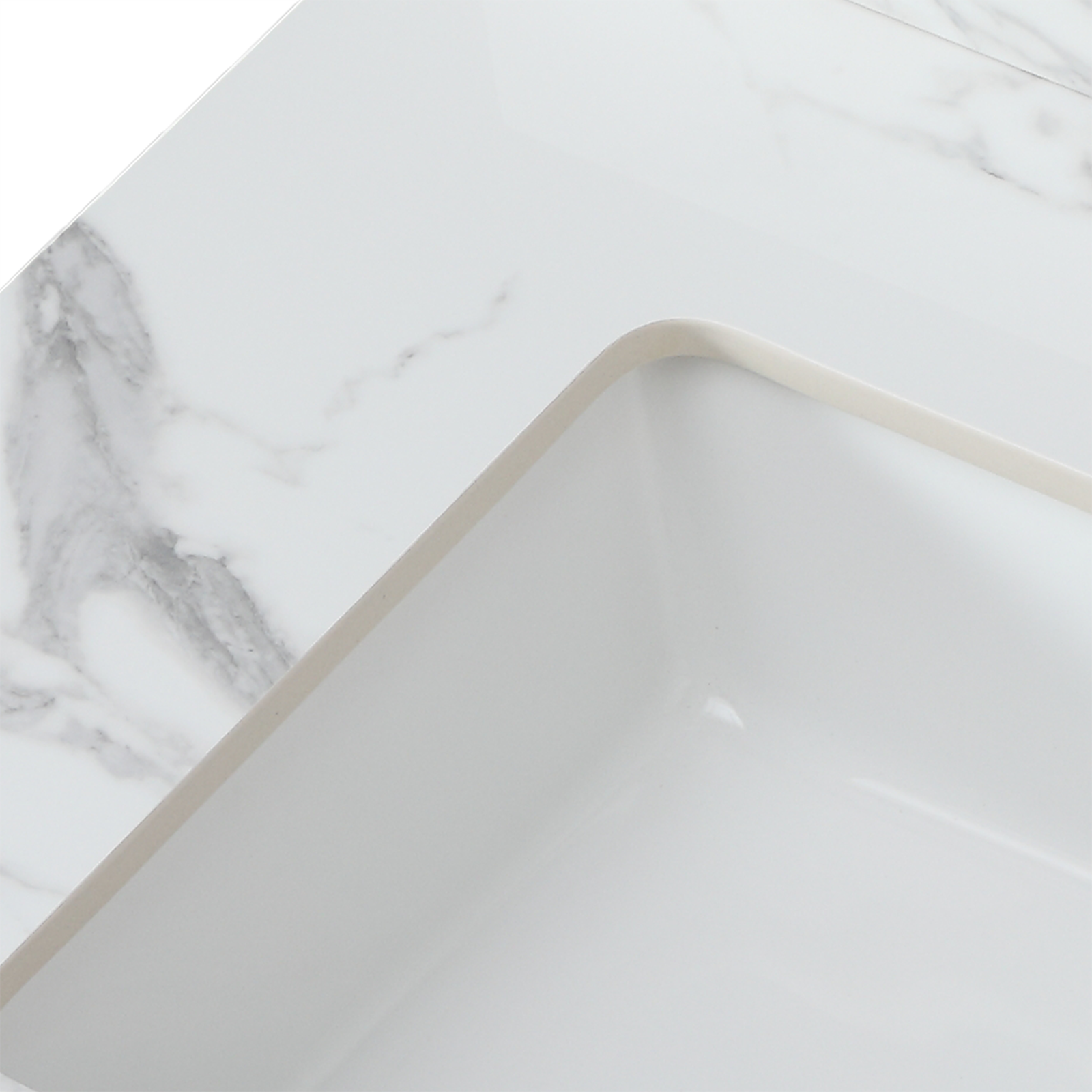 31"x22"Bathroom Vanity Top,sintered stone carra white  Barthroom Vanity Sink Tops with Rectangular Undermount Ceramic Sink with Vanity Backsplash, Single Faucet Hole Bathroom Vanity Countertop