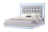 LED King Bed Made with Wood in Milky White