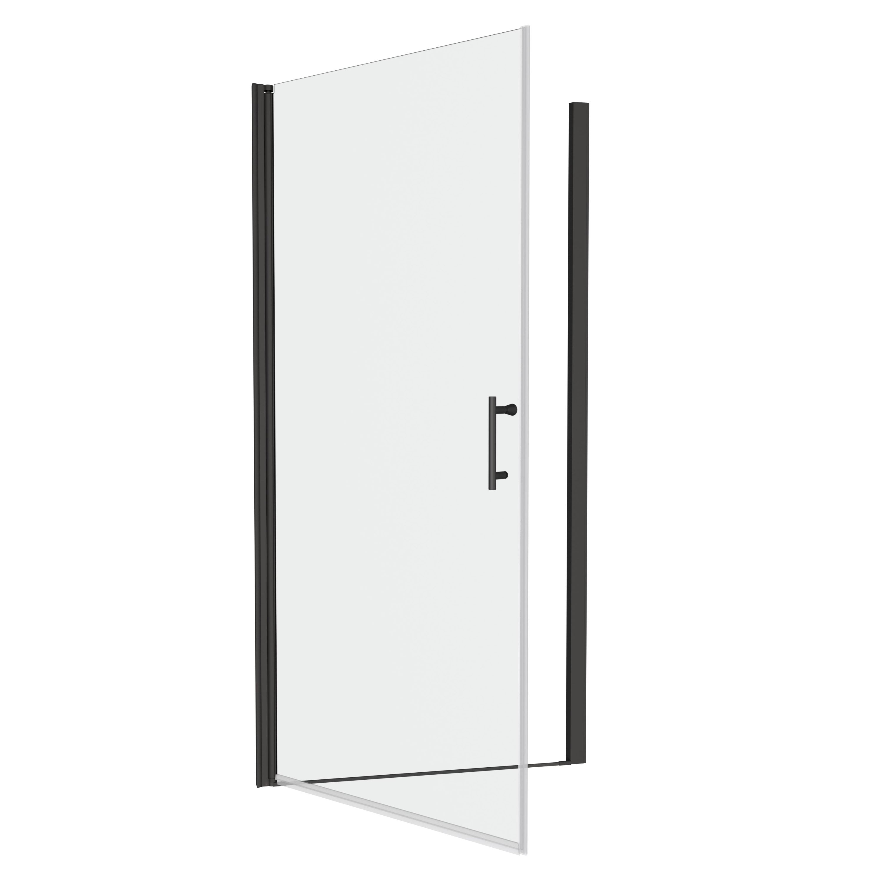 Universal Pivot Shower Door: 24"W x 72"H, Open Outside, Matted Black Finish