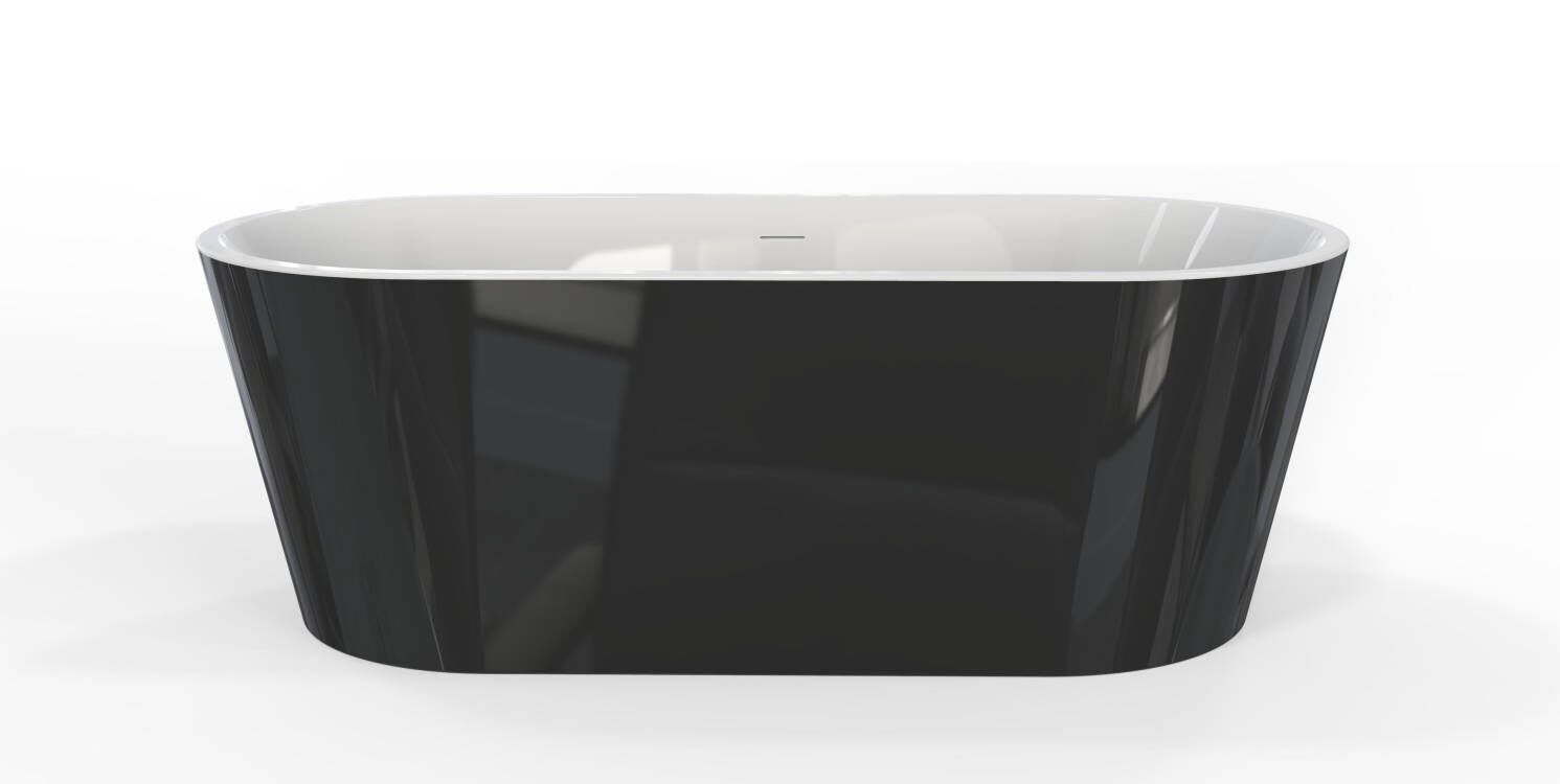 60" Black Acrylic Freestanding Soaking Bathtub