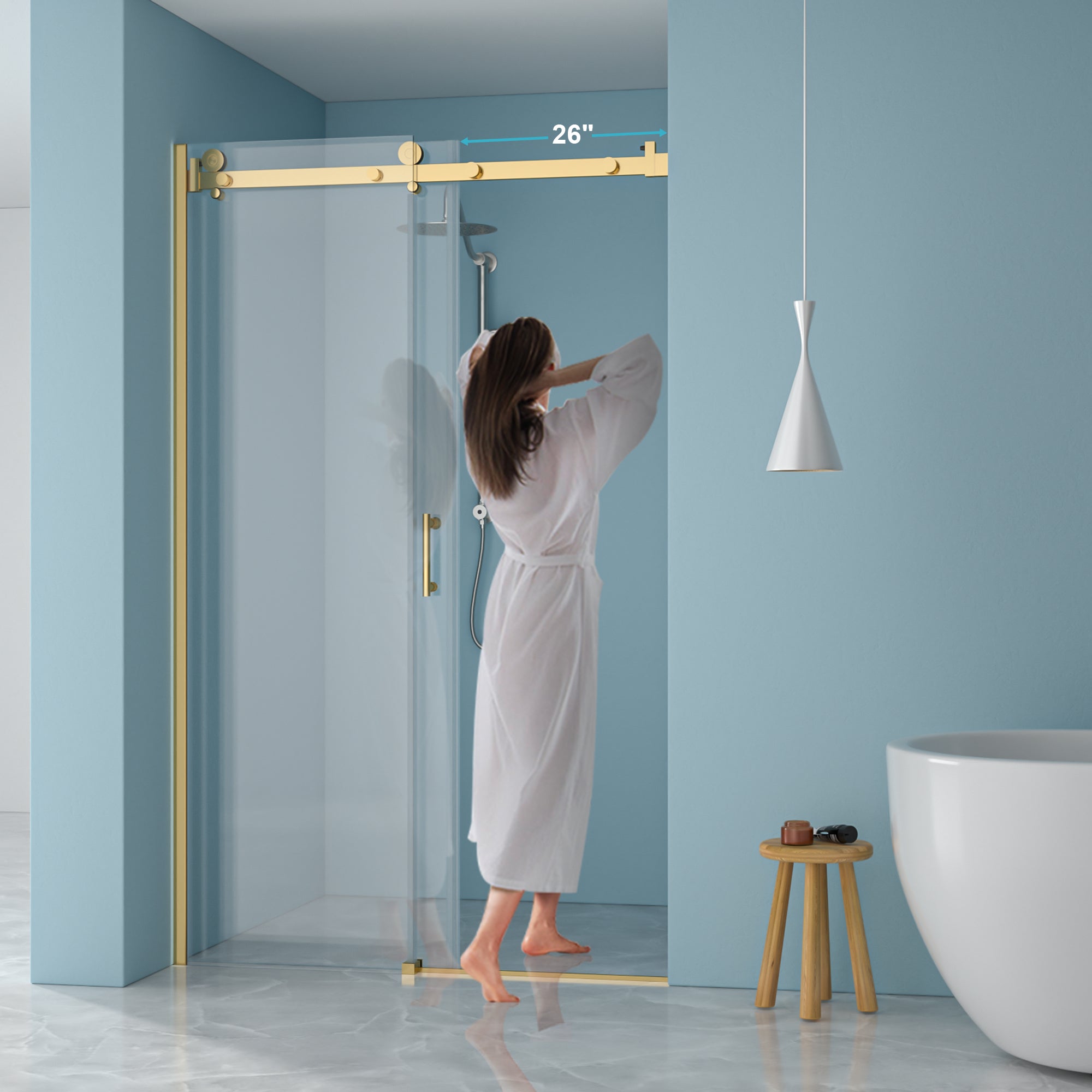 48 x 76 in Single-Slide Shower Door - 48 x 76 in / Brushed Gold view 4