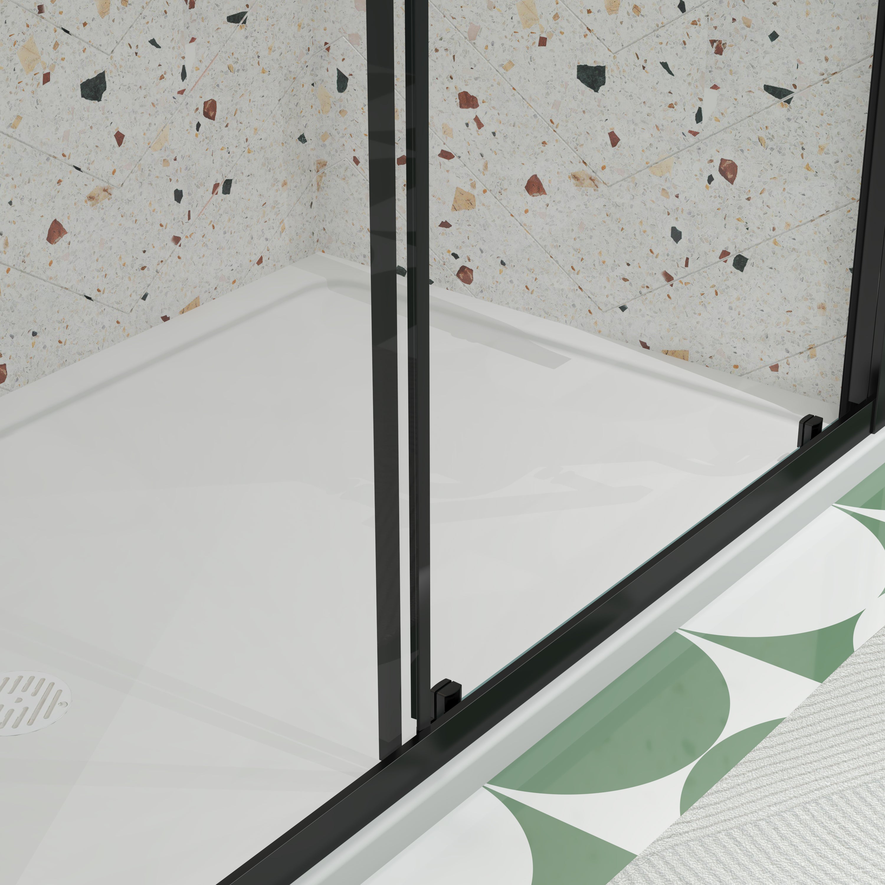 56"-60"W x 72"H sliding shower door, sliding door, with 1/4" tempered glass and Matted Black finish 6072