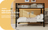 Black twin over twin convertible metal bunk bed with guardrails and ladder