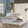 Twin size Platform Bed with Trundle, White