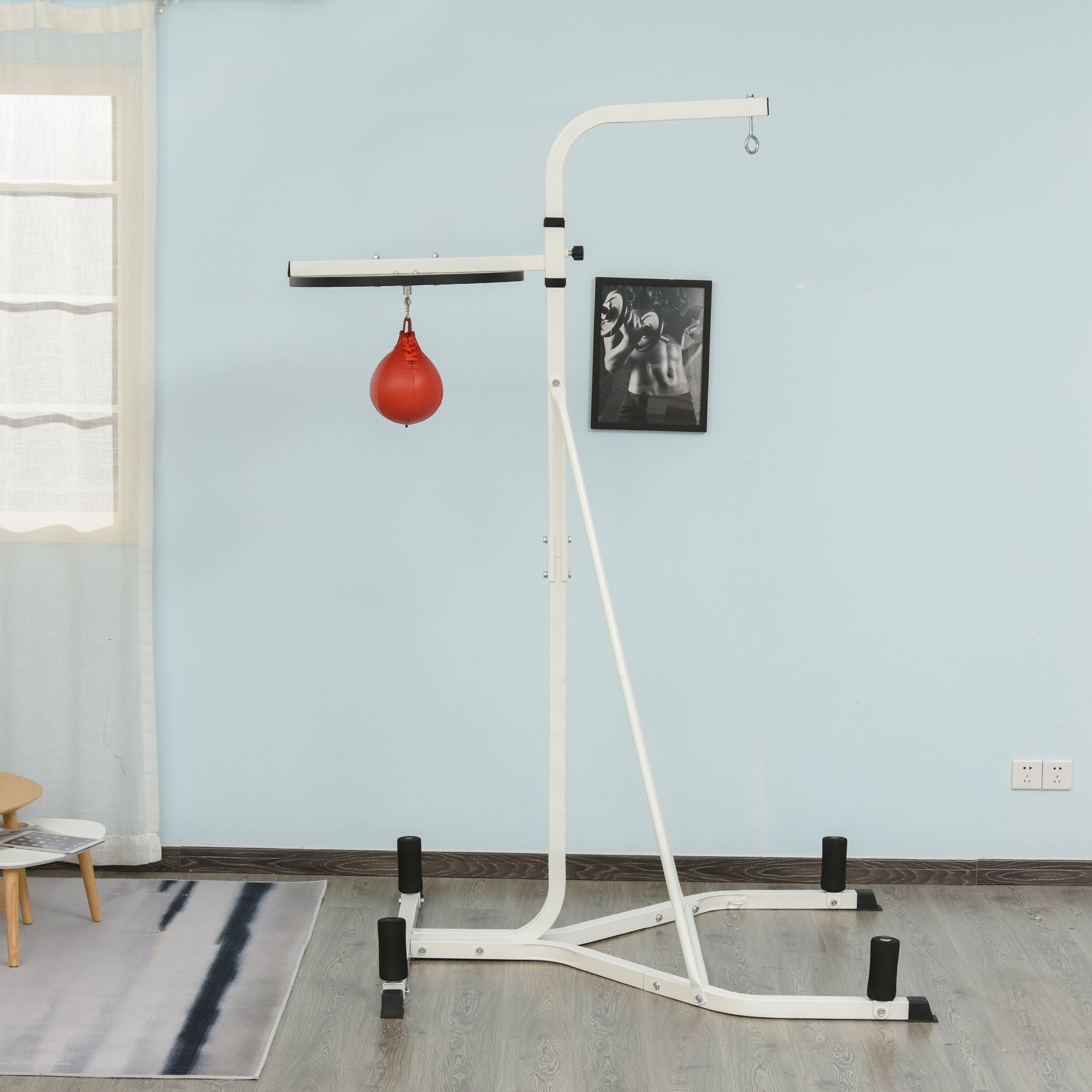 Soozier 2 in 1 Punching Bag Stand, Adjustable Height Heavy Bag Stand with Weighted Base and Speed Bag, Freestanding for Home Gym