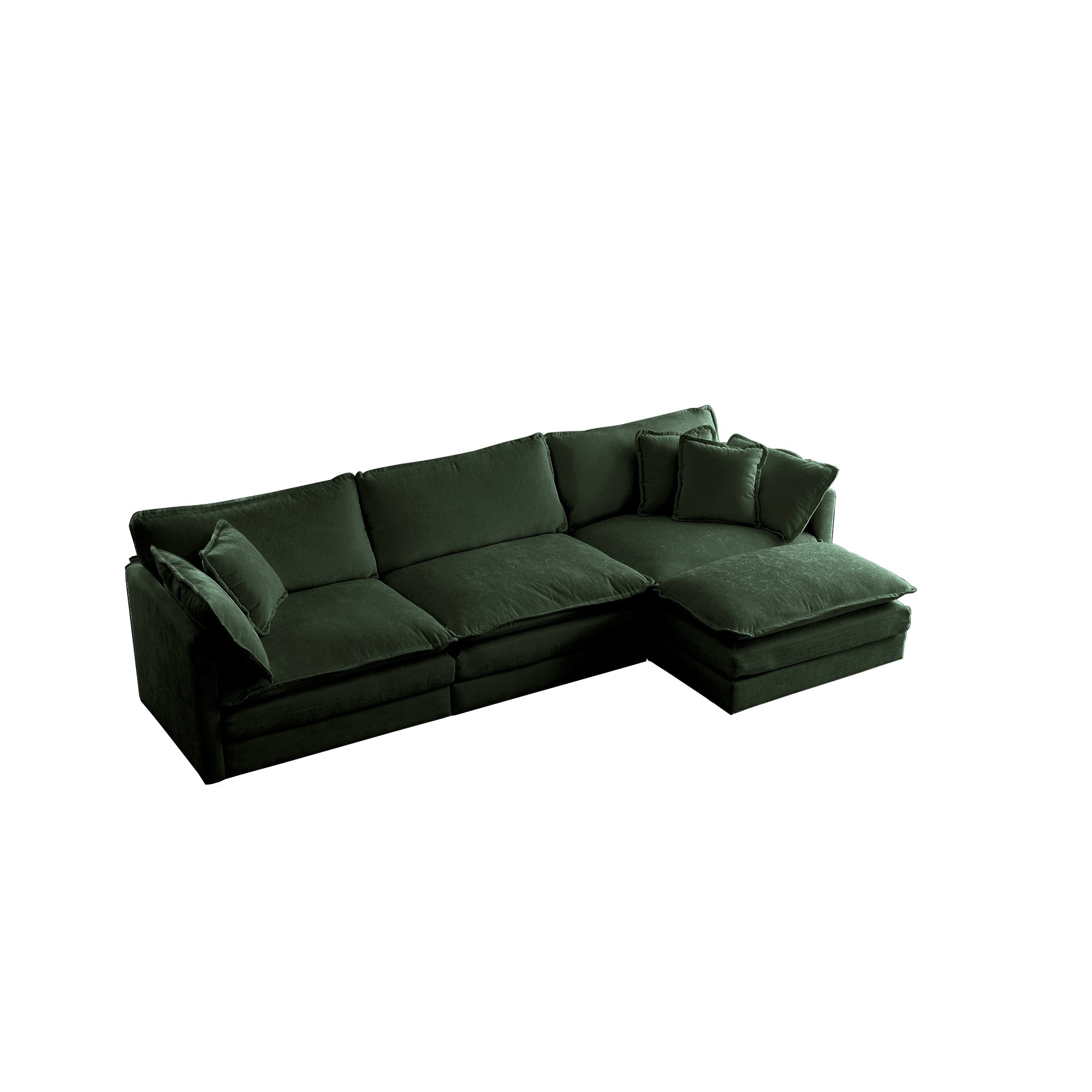 Free Combination Comfy Upholstery Modular Oversized L Shaped Sectional Sofa With Reversible Ottoman, Green Chenille