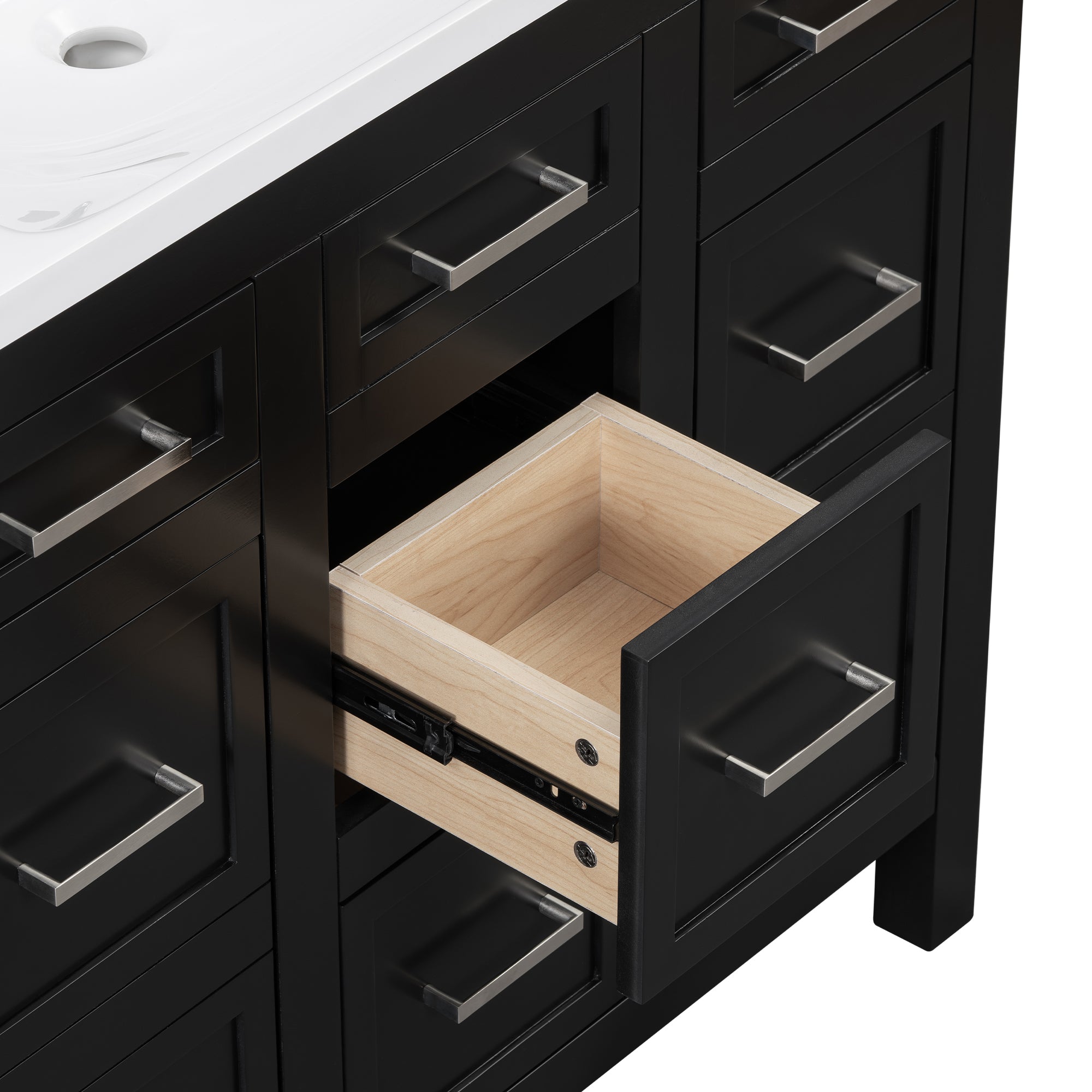 36" Bathroom Vanity Cabinet with Resin Integrated Sink - 4 Drawers, 2 Doors