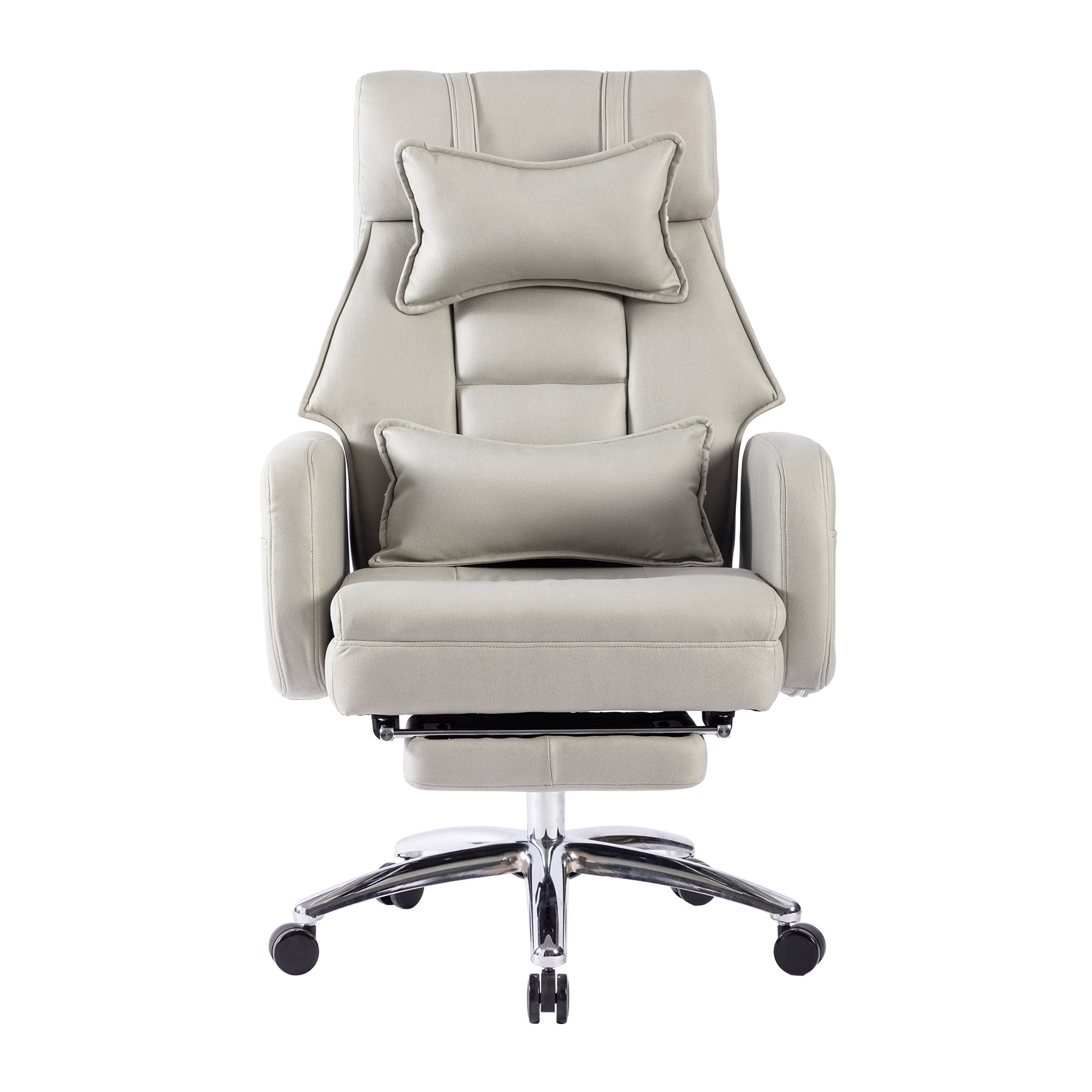 Swivel Ergonomic Office Chair, Technology Leather  High Back Office Chair with Lumbar Support Headrest, Sedentary Comfortable Boss Chair, 155° Reclining Computer Chair (Color : Grey)