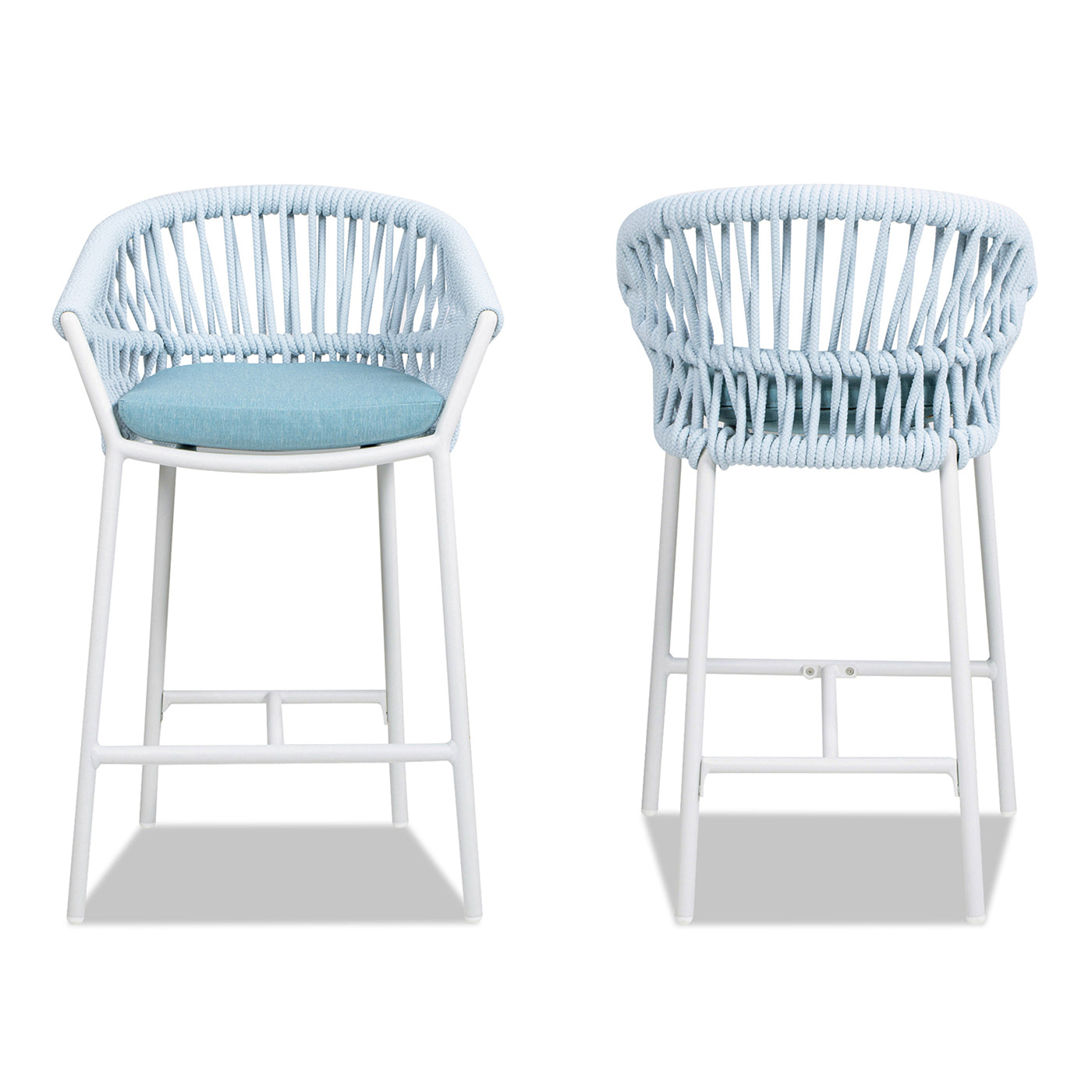 Maiden 27" Set of 2 Patio Counter Stool, Sky Blue Sunproof Olefin