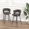 28" Technical Leather Woven Bar Stool Set of 2,Black legs Barstools No Adjustable Kitchen Island Chairs,360 Swivel Bar Stools Upholstered Counter Stool Arm Chairs with Back Footrest (Tan)