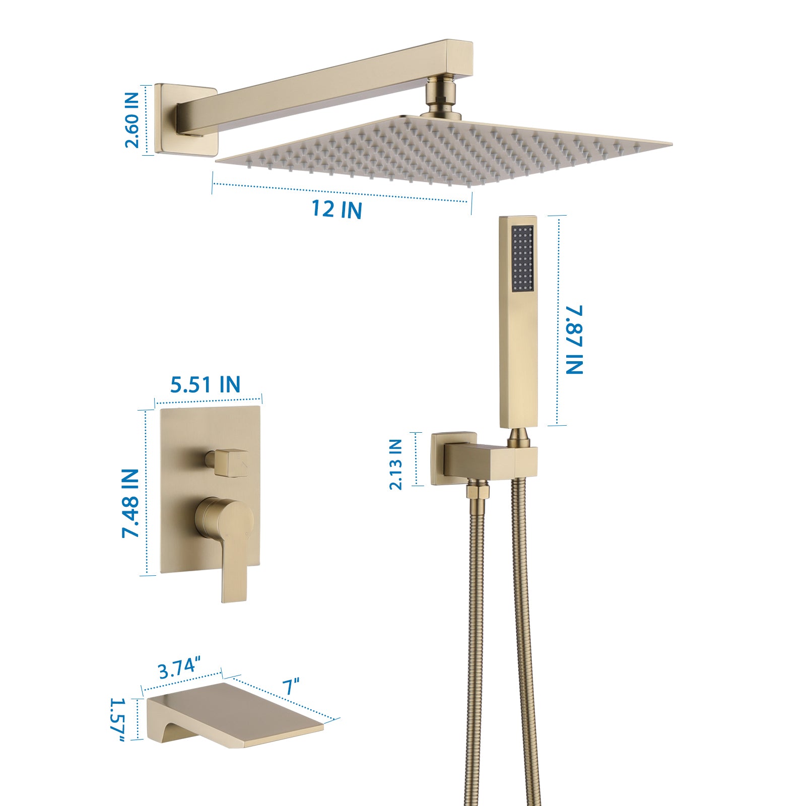 12inch Shower System With Handheld Shower Head