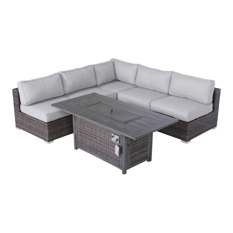 Fully Assembled 6-Piece Rattan Sectional Sofa Set with Cushions