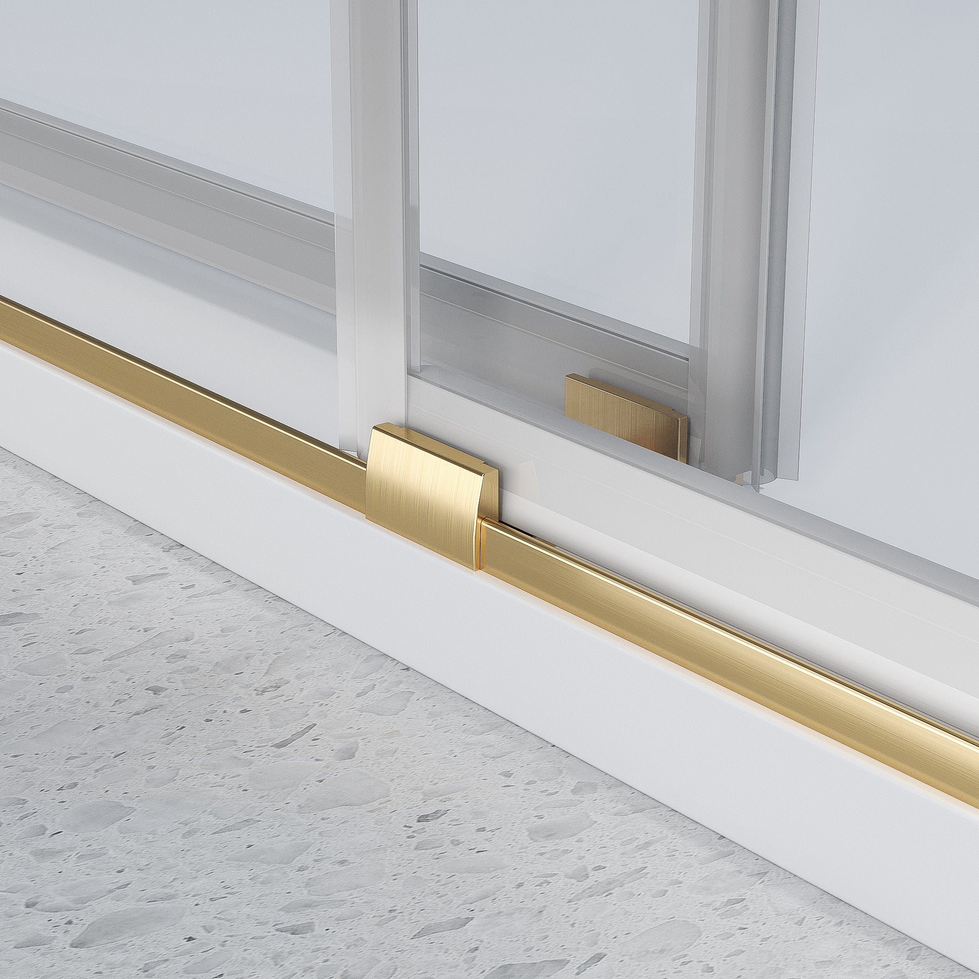 56" - 60" W × 66" H Double Sliding Framless Soft-Close Tub Door With 3/8 inches (10mm) Tempered Safety Glass, Brushed Gold Finish