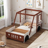 Fun Play Design Twin Size Car Bed, Kids Platform Bed in Car-Shaped for Kids Boys Girls Teens,White+ Orange