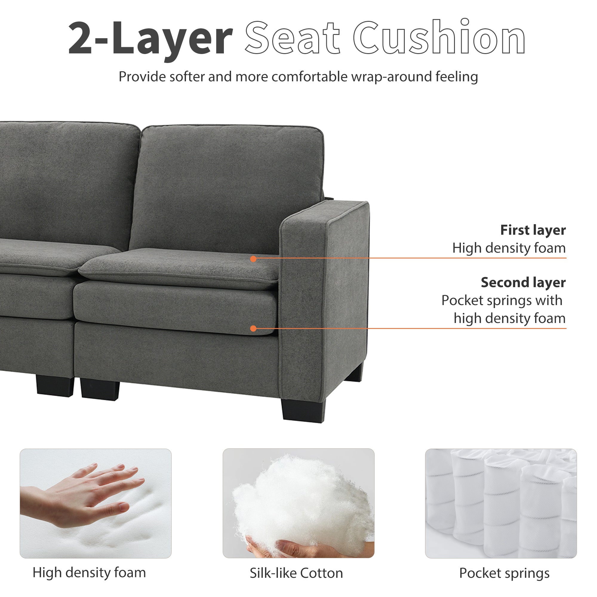 [VIDEO provided][New] 89*89" Oversized Velvet Modern Sectional Sofa,Large L Shaped Upholstered Indoor Furniture with Double Cushions,5 seat Cloud Corner Couch for Living Room,Apartment,Office,2 Colors