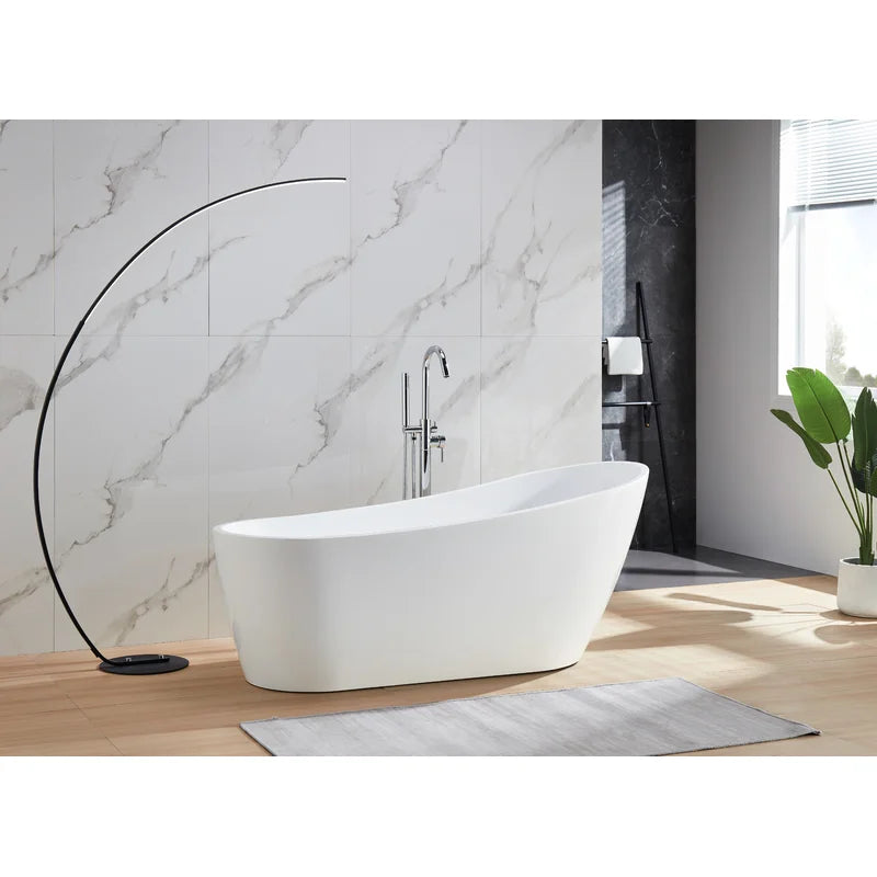 59" White artificial stone bathtub