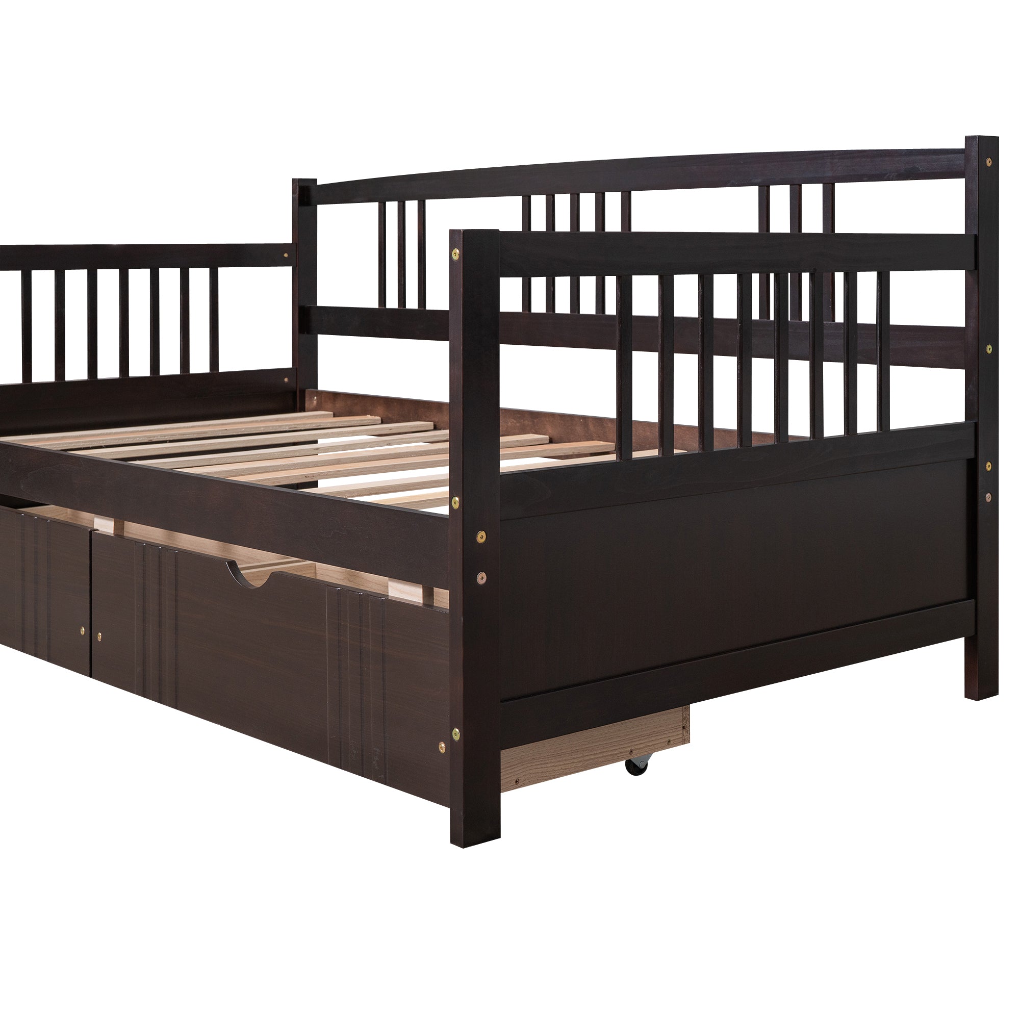 Twin Size Daybed Wood Bed with Two Drawers,Espresso(OLD SKU:LP000057AAP)