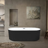 67" Acrylic Freestanding Bathtub with Unique Pleated Design: Spacious Oval Shape, Matt Black Finish, Chrome Overflow & Pop-Up Drain