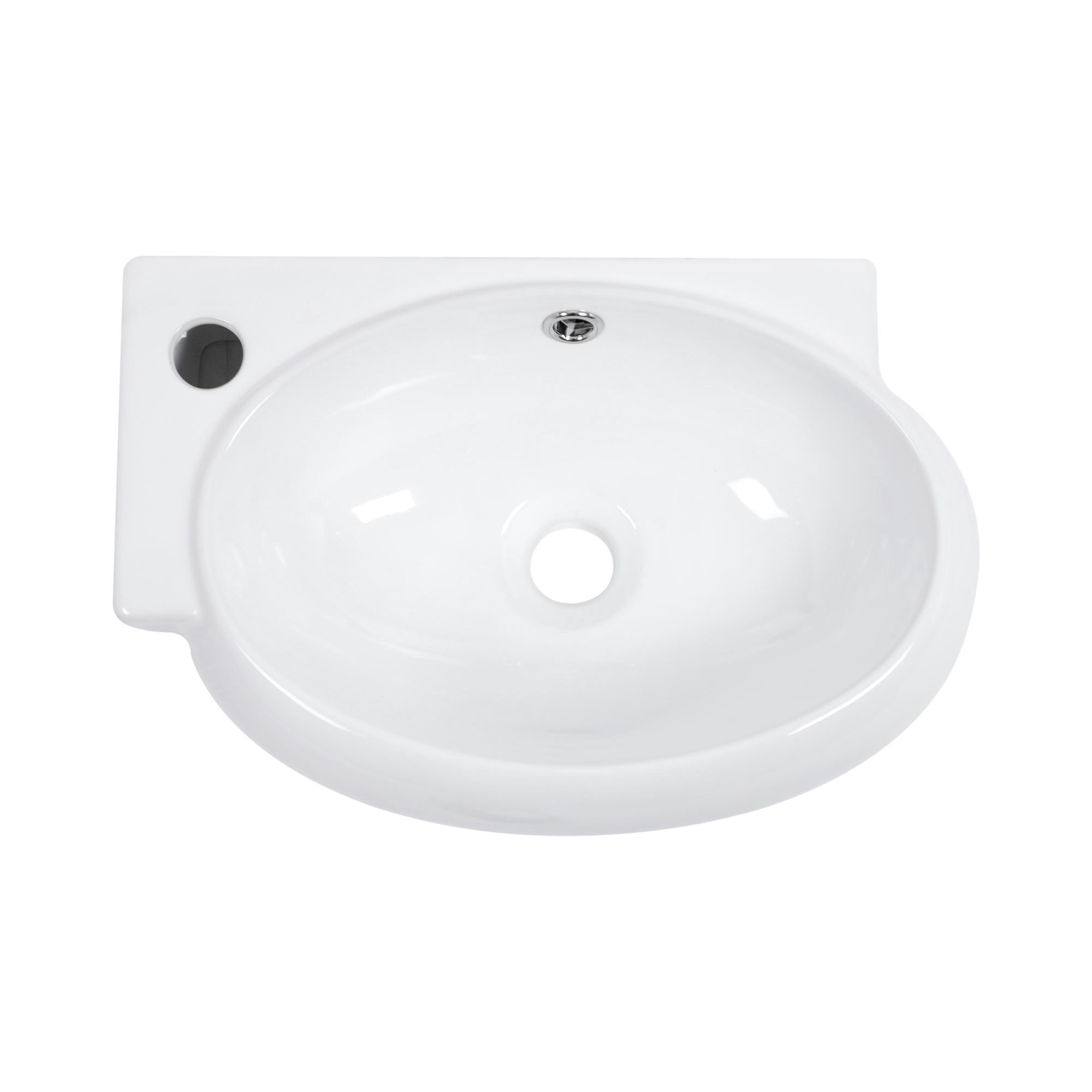 16x11 Inch White Ceramic Rectangle Wall Mount Bathroom Sink with Single Faucet Hole