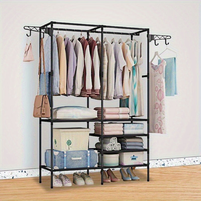 Heavy Duty Clothing Rack Hanging Clothes Freestanding Wardrobe for Clothing and Shoes