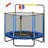 Qaba 4.6' Kids Trampoline with Basketball Hoop, Horizontal Bar, 55" Indoor Trampoline with Net, Small Springfree Trampoline Gifts for Kids Toys, Ages 3-10, Blue