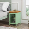 Nightstand with Storage Cabinet & Solid Wood Tabletop, Bedside Table, Sofa Side Coffee Table for Bedroom, Living Room, Green