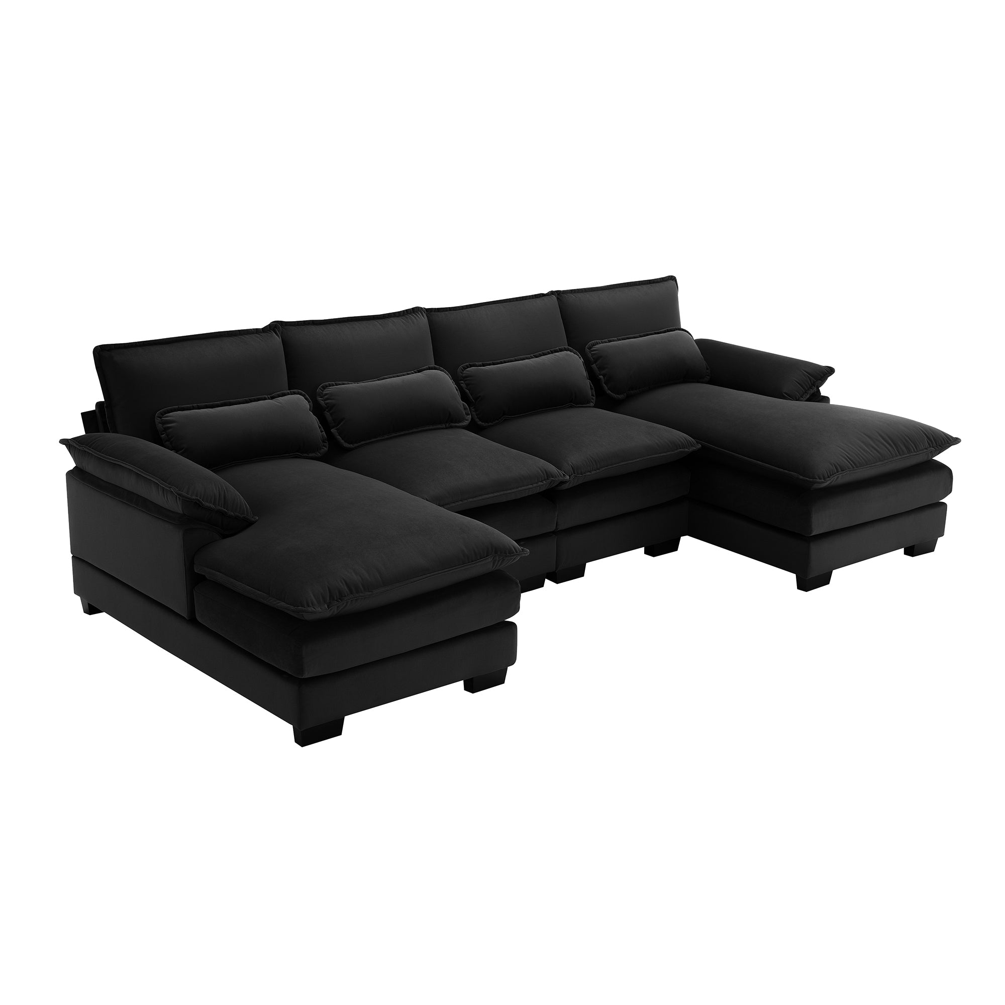 [VIDEO provided][New]110*55" Modern U-shaped Sectional Sofa with Waist Pillows,6-seat Upholstered Symmetrical Sofa Furniture,Sleeper Sofa Couch with Chaise Lounge for Living Room,Apartment,5 Colours