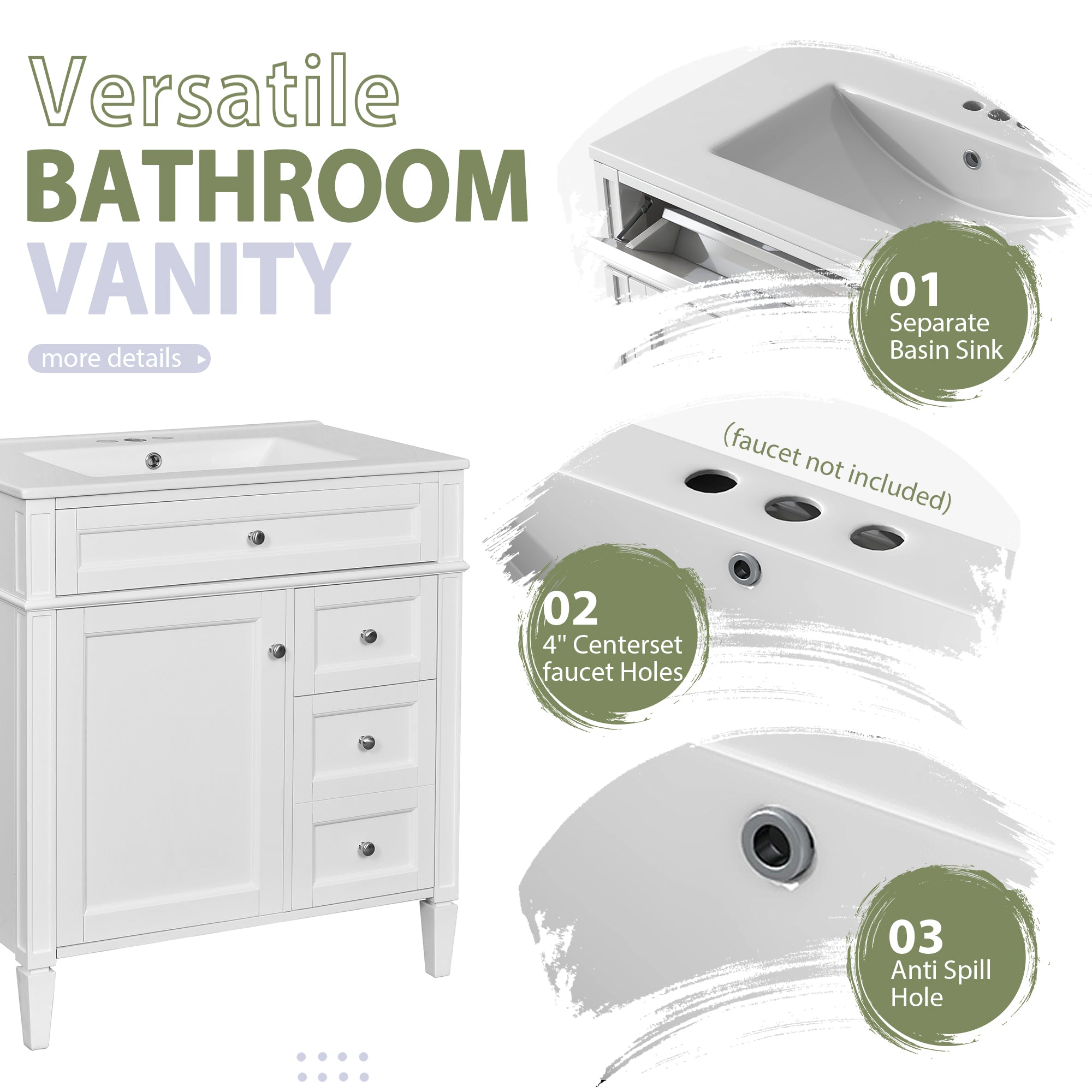 Modern freestanding bathroom vanity set with mirror cabinet, room view