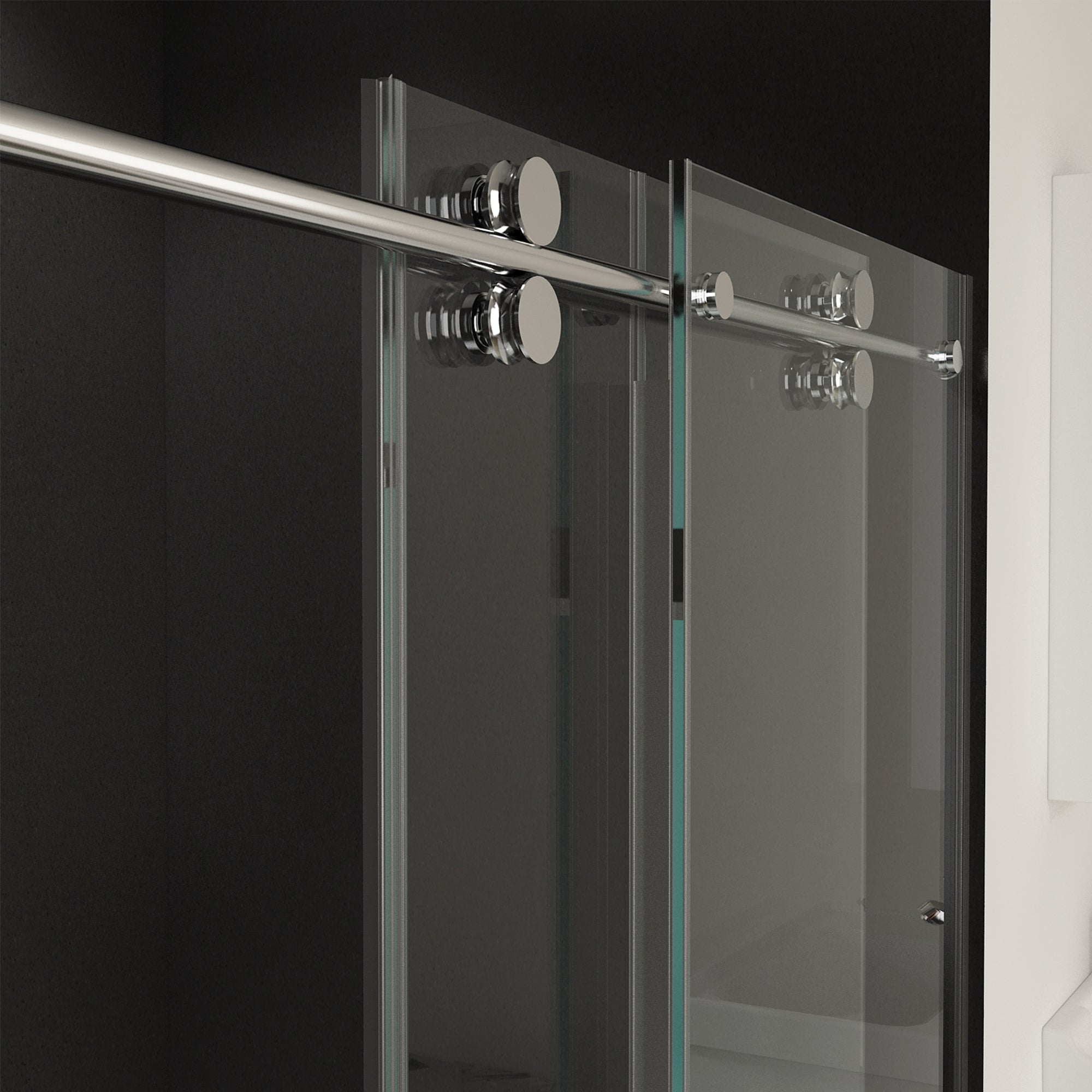 56"-60"W x 76"H Frameless Shower Door, Sliding Shower Door, with Premium 3/8"(10mm) Thick Tempered Glass Shower Enclosure ,Double Side Easy Clean Coat,Chrom Finished With Buffer