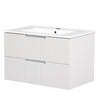 30 Inch Floating Bathroom Vanity with Ceramic Sink Combo Set, Modern Bath Storage Cabinet Vanity with Drawers Wall Mounted Vanity for Bathroom, White