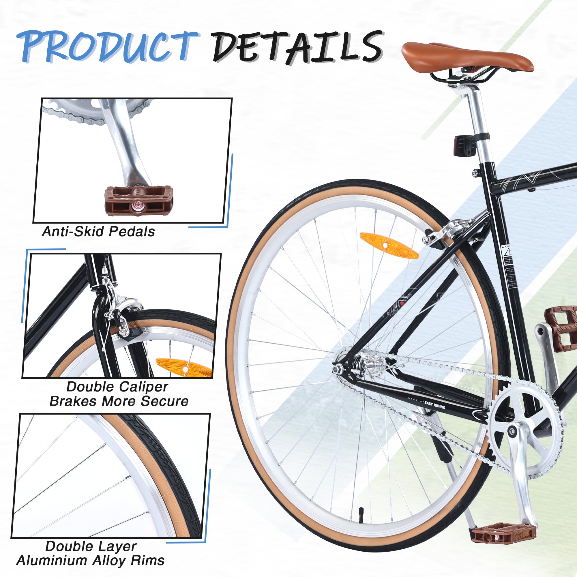 Single Speed Retro style 700C Road Bike For men women's City Bicycle,Steel Frame