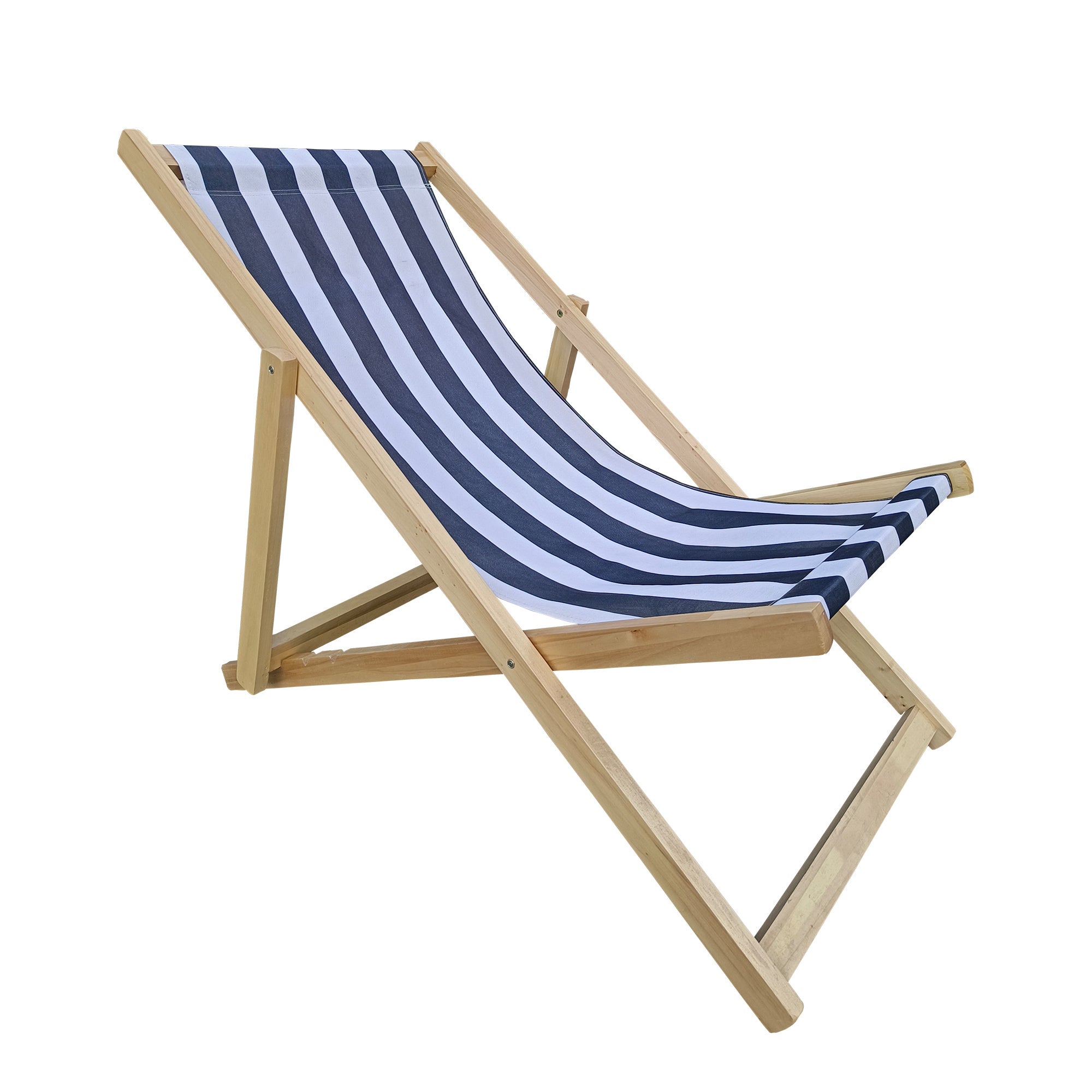 Populus wood sling chair blue Stripe Broad Dark blue Strip