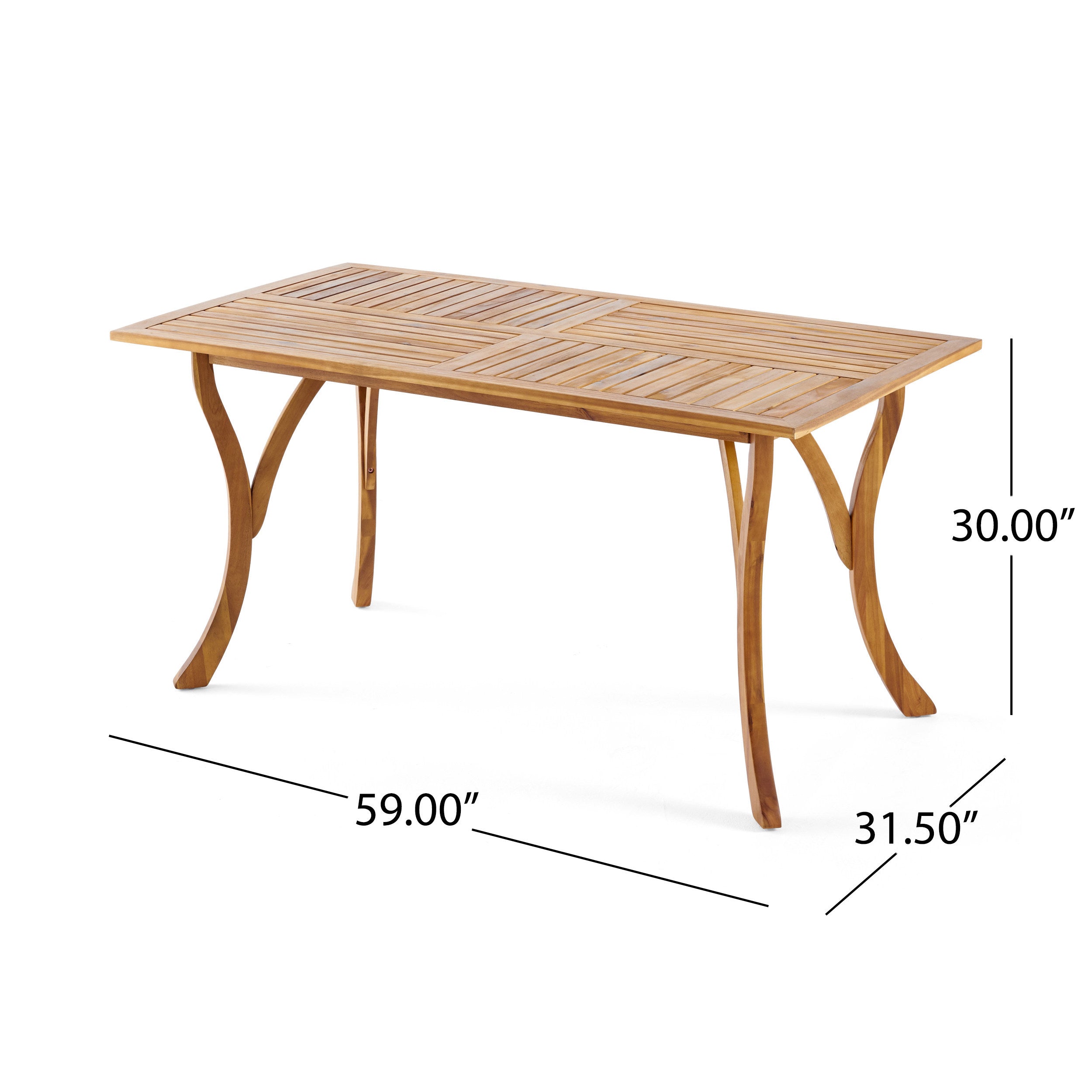 Outdoor 59 Inch Rectangular Solid Wood Table Dining Table,Teak Finish