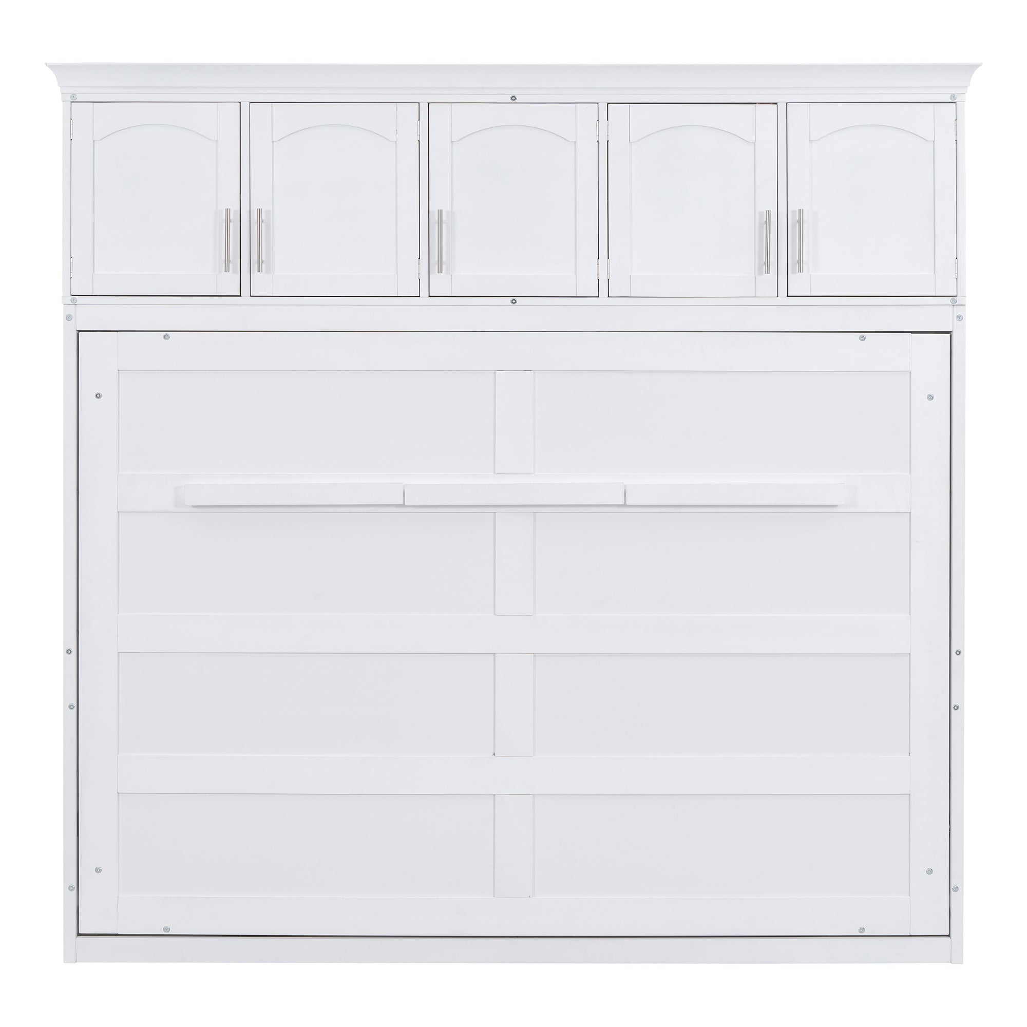 Queen Size Murphy Bed Wall Bed with Top Cabinets,White