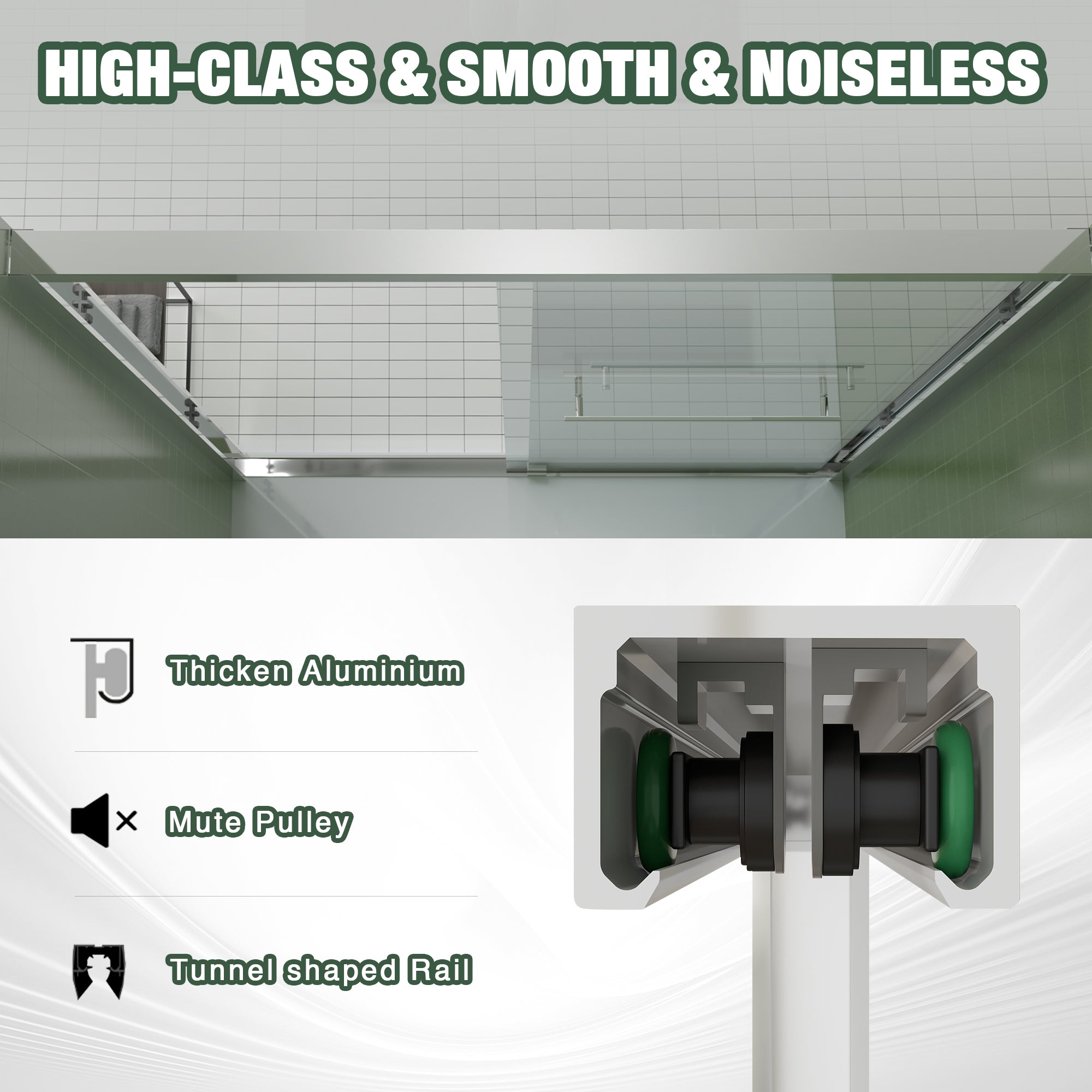 56-60 x 70 in Chrome Bypass Shower Door - 56-60 x 70 in / Chrome view 5