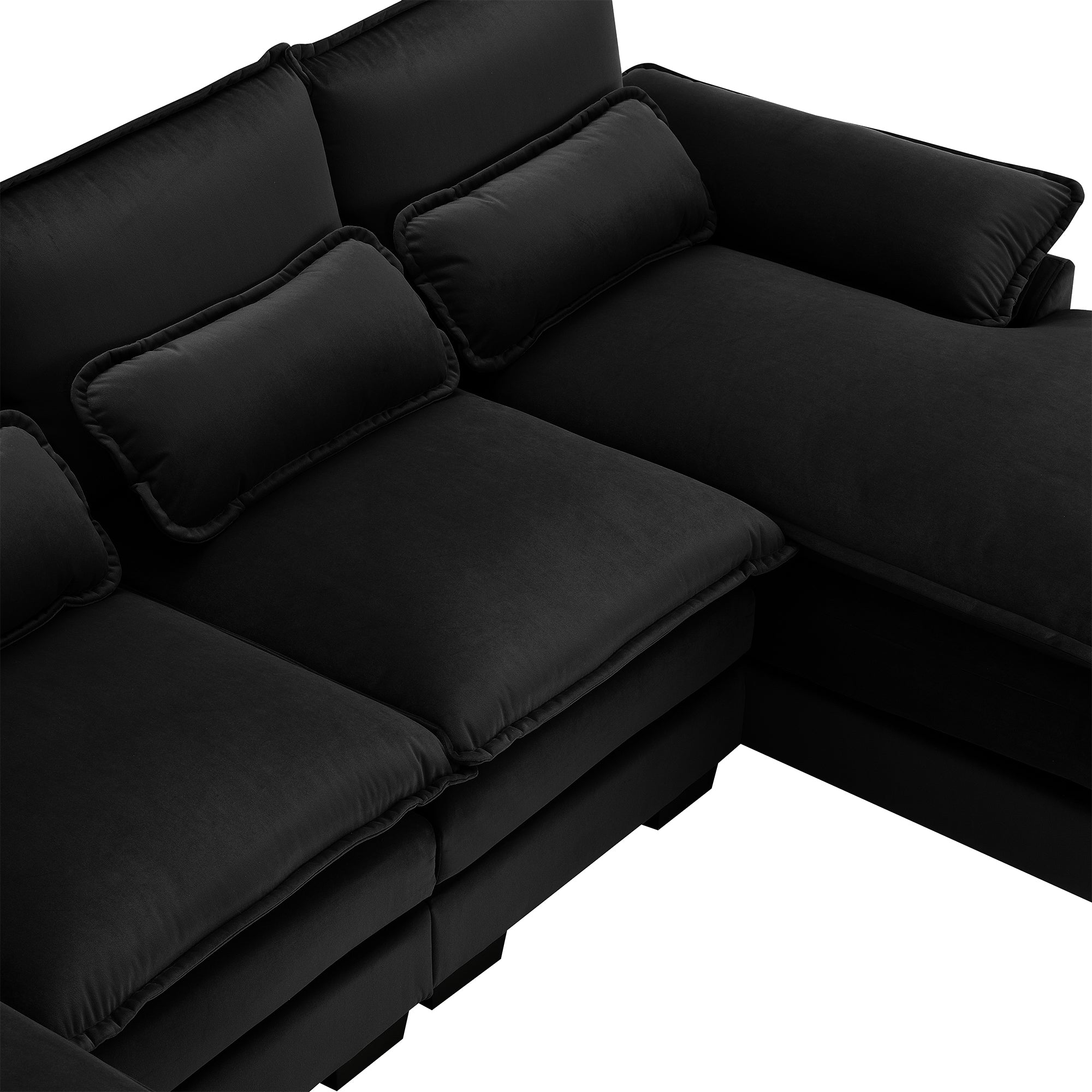 [VIDEO provided][New]110*55" Modern U-shaped Sectional Sofa with Waist Pillows,6-seat Upholstered Symmetrical Sofa Furniture,Sleeper Sofa Couch with Chaise Lounge for Living Room,Apartment,5 Colours