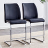 A set of two black chairs, including PU pads + silver metal legs. Small size, suitable for some people, suitable for dining room, kitchen, terrace and living room office chairs (set of 2)