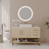 47.2 inch modern bathroom vanity with gold accent and ceramic vessel sink, front view
