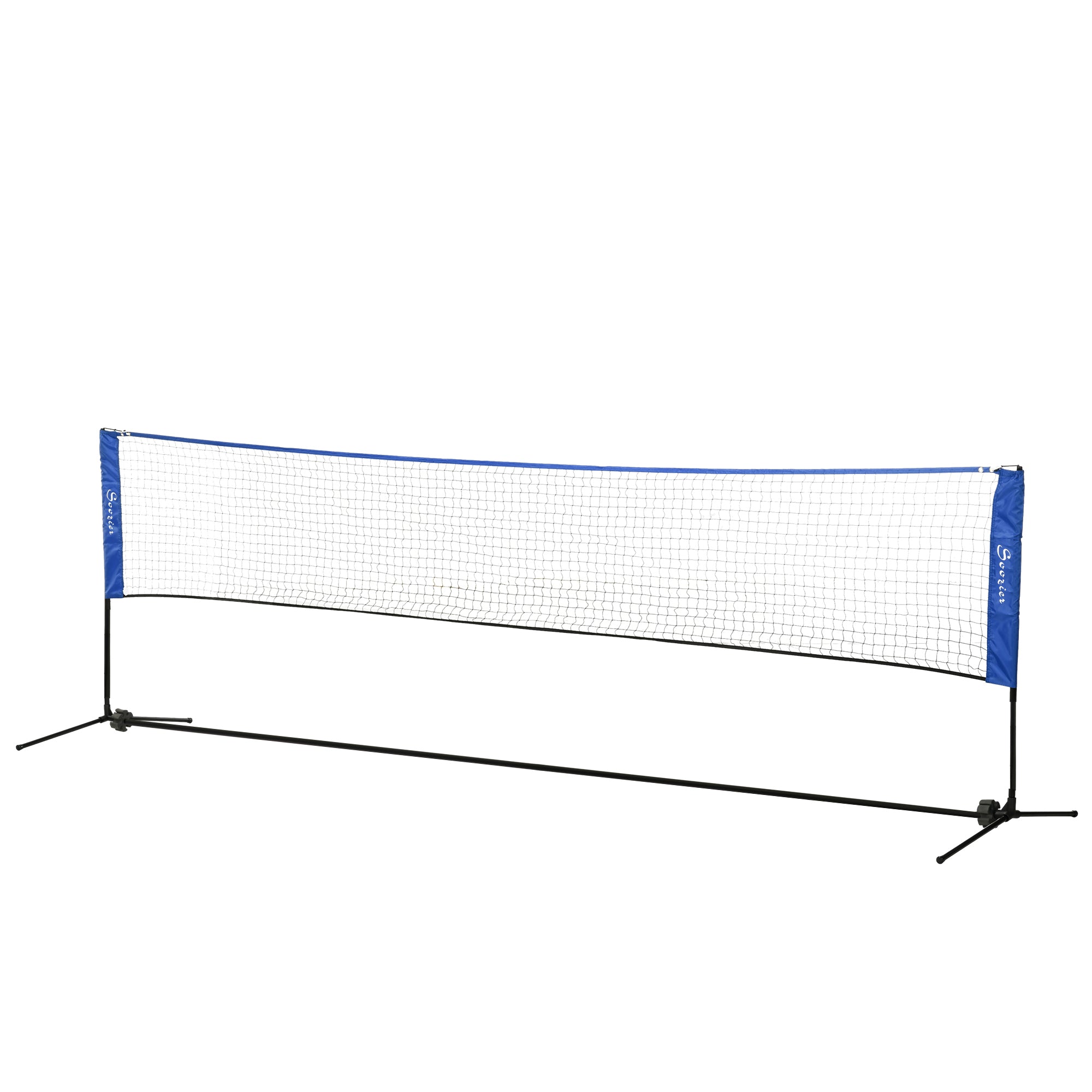 Soozier Portable Badminton Net, 14ft Volleyball Net, Foldable and Height Adjustable with Carry Bag, for Tennis, Badminton and Pickleball, Court Beach Backyard Games