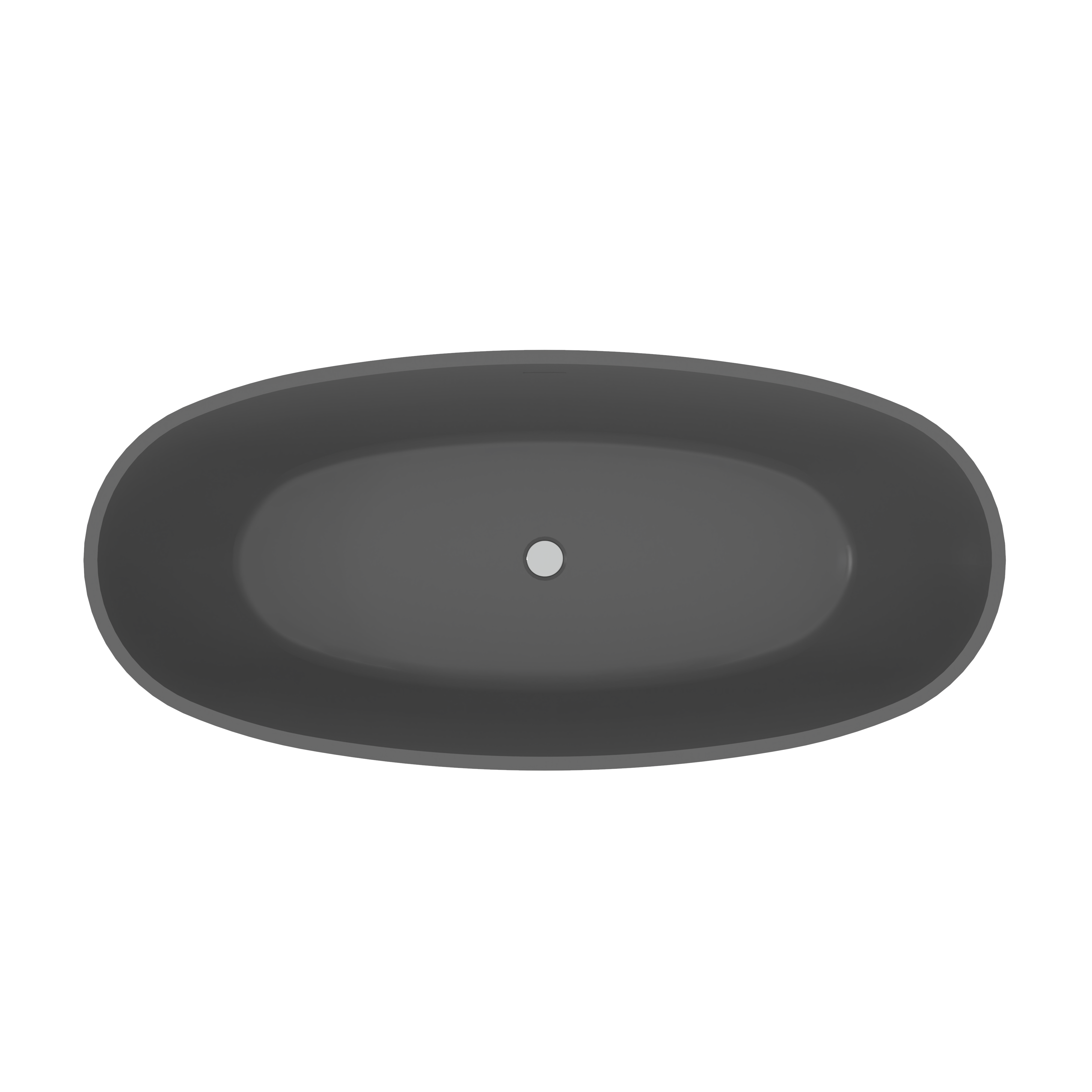 Freestanding solid surface soaking bathtub 65.2 inch white interior basin view