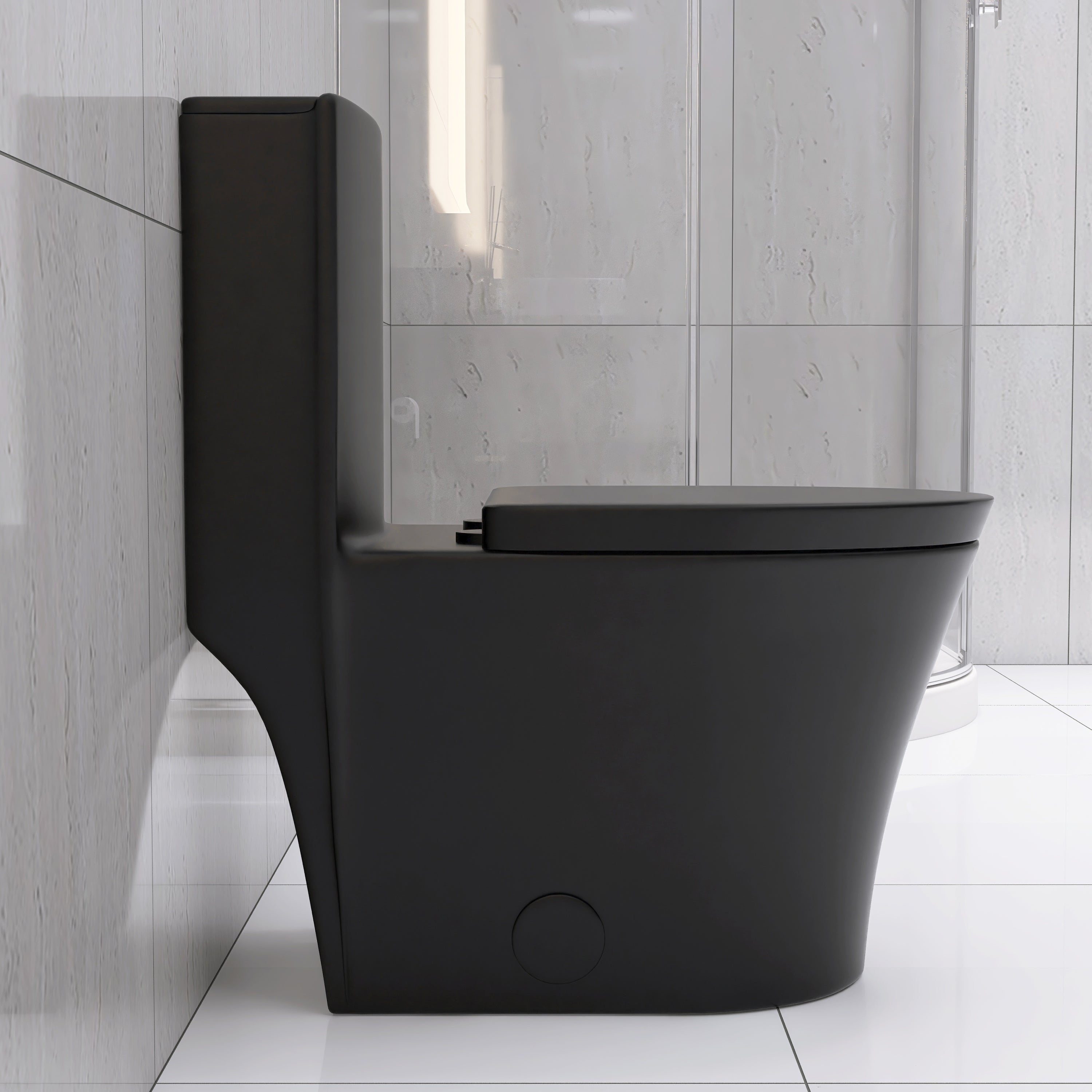 Matte Black Elongated One Piece Toilet Dual Flush 1.1/1.6 GPF Water Saving Map 1000g,Matte Black