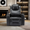 270 Degree Swivel PU Leather Power Recliner Individual Seat Home Theater Recliner with Surround Sound, Cup Holder, Removable Tray Table, Hidden Arm Storage for Living Room, Black