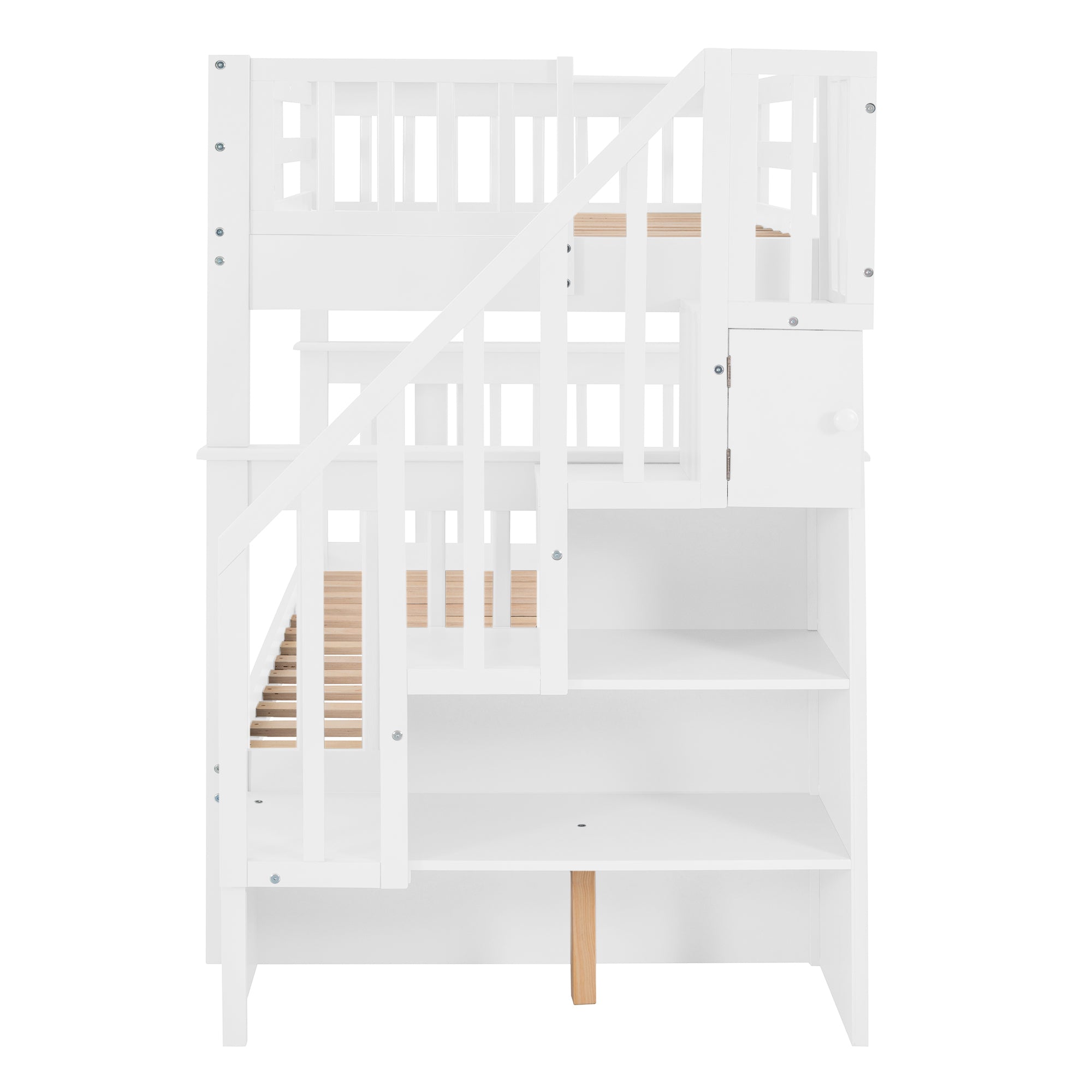 Stairway Twin-Over-Twin Bunk Bed with Storage and Guard Rail for Bedroom, Dorm, White color(OLD SKU :LP000109AAK)