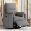 Upholstered Swivel Recliner Manual Rocker Recliner Chair Baby Nursery Chair with Two Removable Pillows for Living Room, Dark Grey