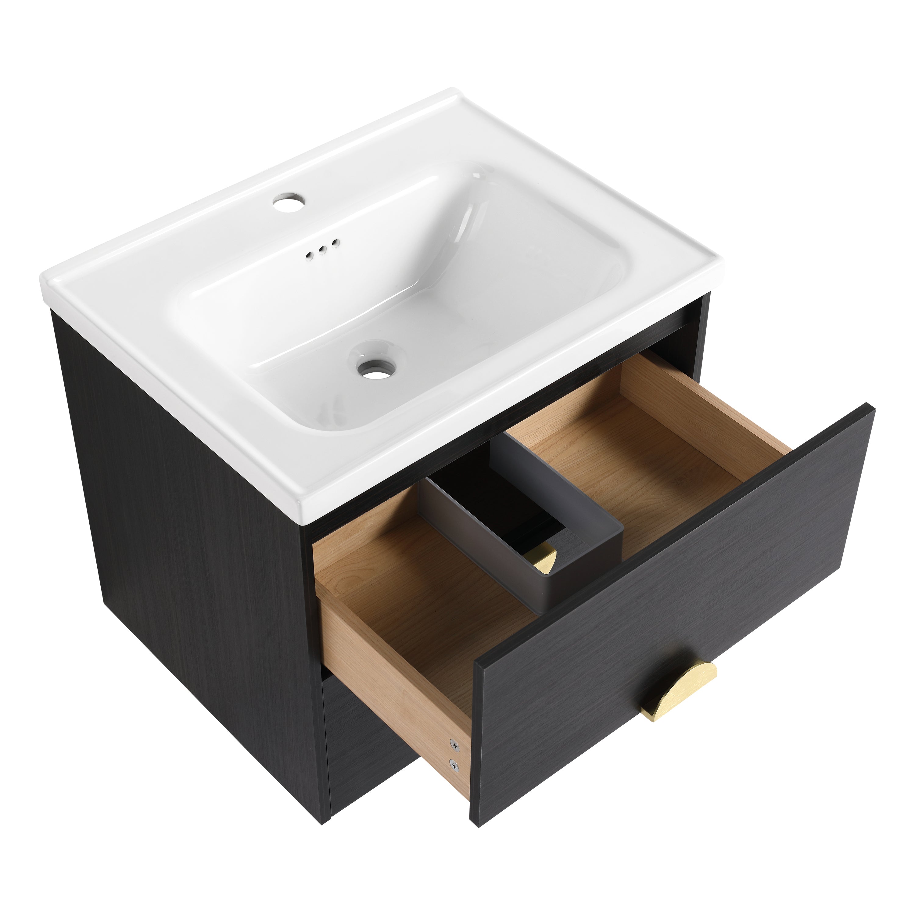 24 Inch Wall-Mounted Bathroom Vanity With Sink, For Small Bathroom (KD-Packing)