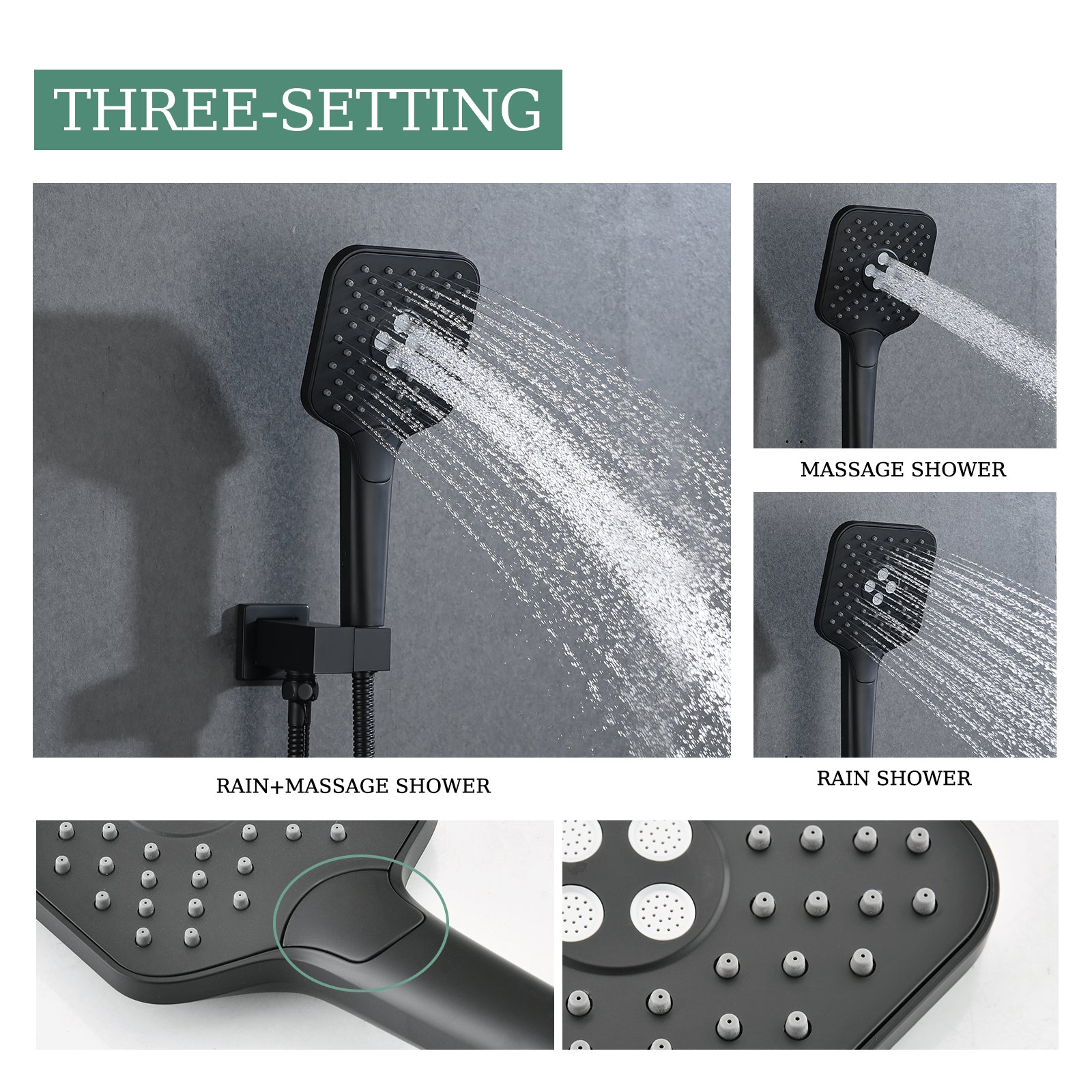 Shower Faucet Set, with Handheld Shower and Rainfall Shower Head Combination Set Wall Mounted Shower System with Tub Spout