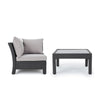 ANTIBES V SHAPE SOFA SET GREY - TABLE + CORNER