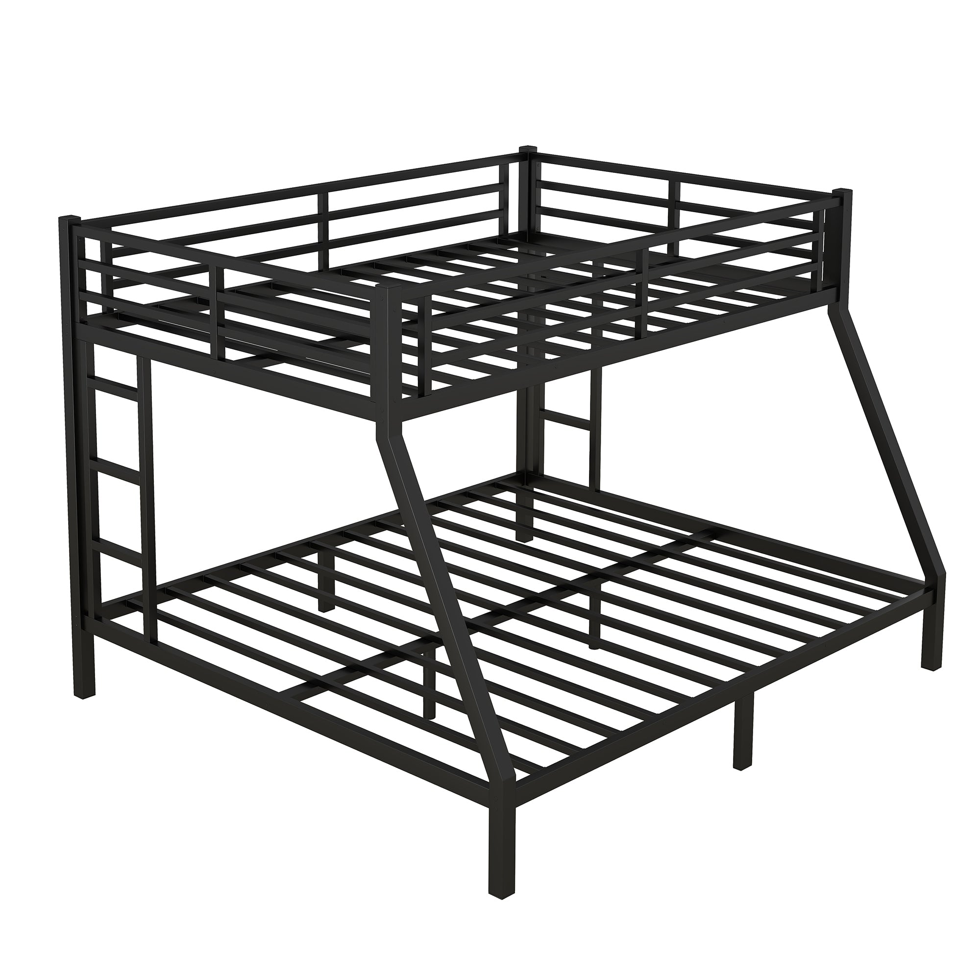 Metal Full XL over King Bunk Bed for Teens and Adults,Space-Saving/Noise Reduced/No Box Spring Needed, Black