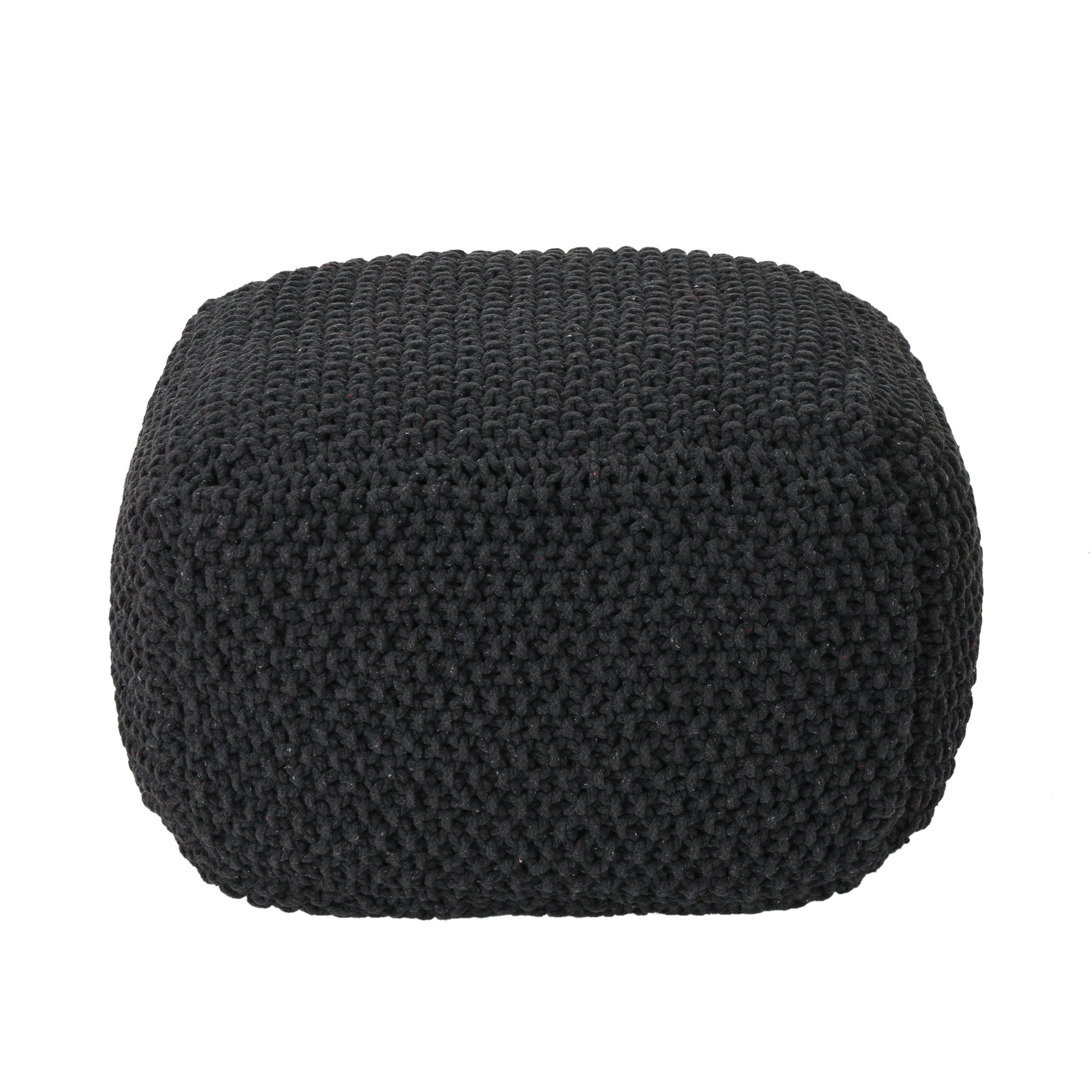 Hollis Knitted Cotton Pouf Cube 20 x 20 x 16 Pouf